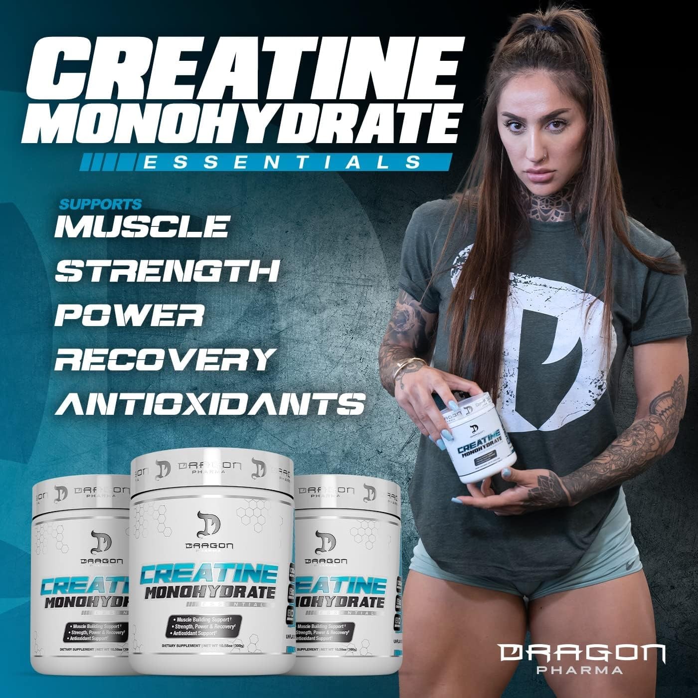 DRAGON PHARMA Bulk Creatine Monohydrate, Aid Muscle Recovery, Post-Workout Su…
