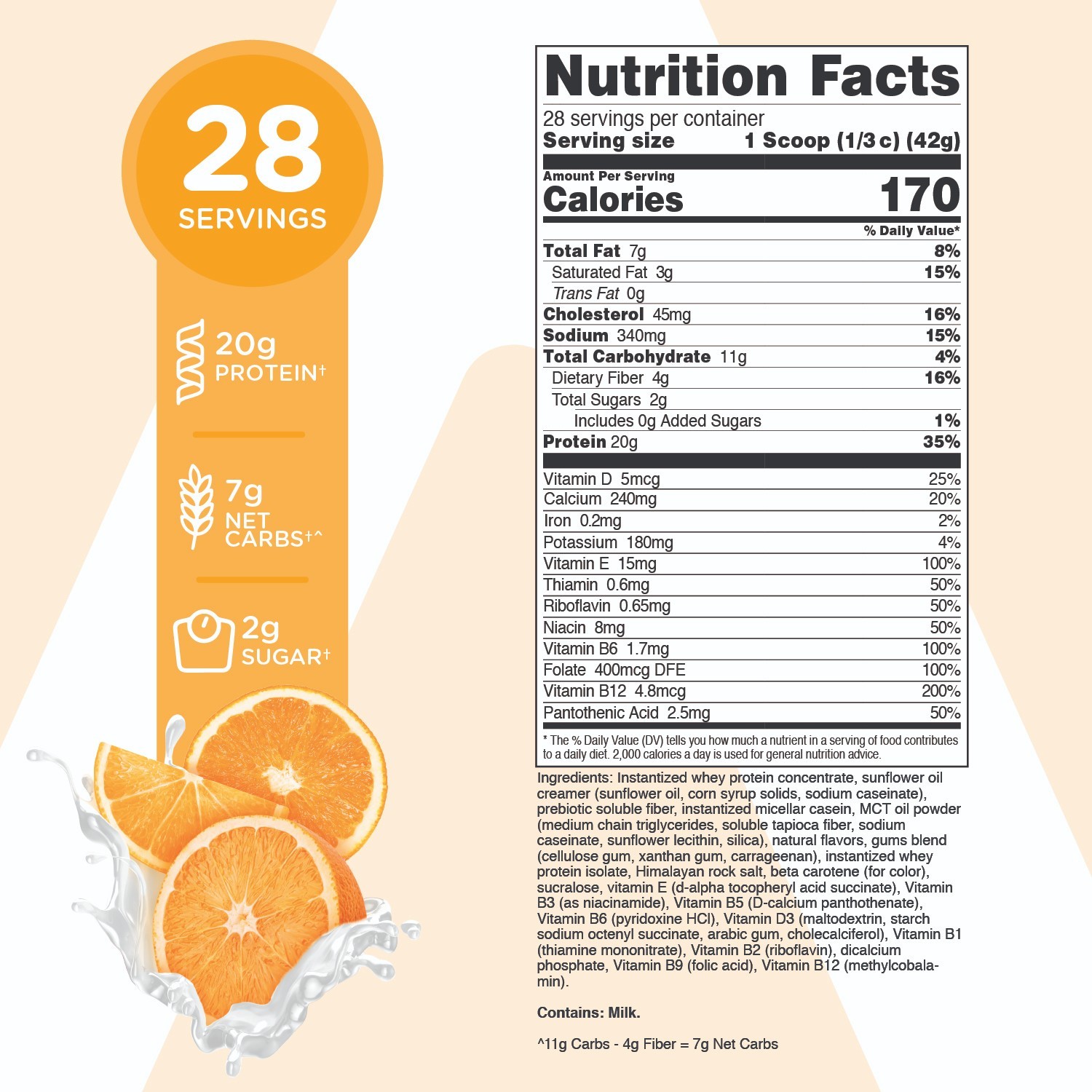 TransformHQ Meal Replacement Shake Powder 28 Servings (Orange Cream)
