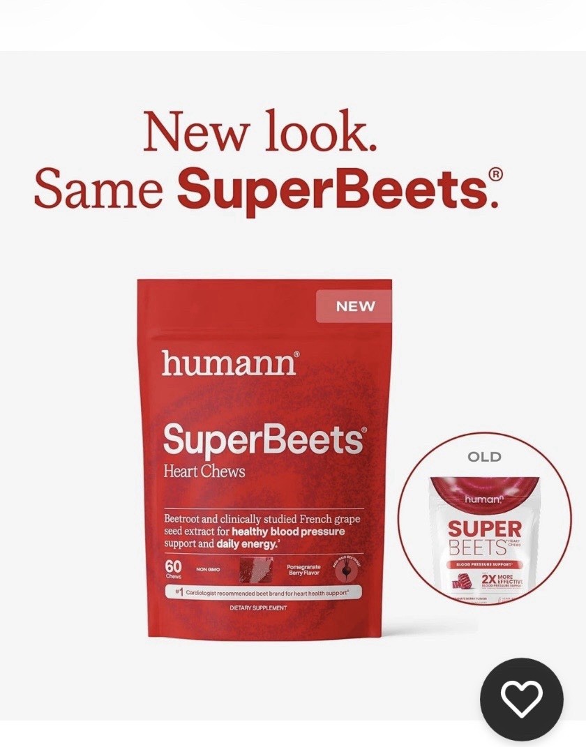 HumanN – SUPER BEETS Heart Chews, Pomegranate, 60 Count, New & Sealed, Exp 04/27