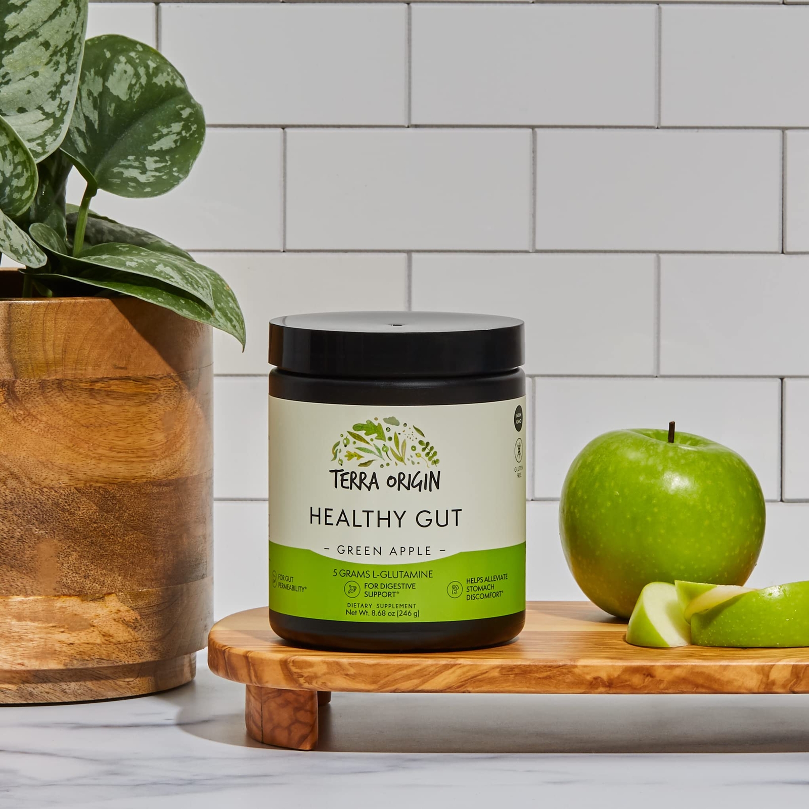 Healthy Gut Green Apple | 30-Servings with L-Glutamine Zinc Glucosamine Slipp…