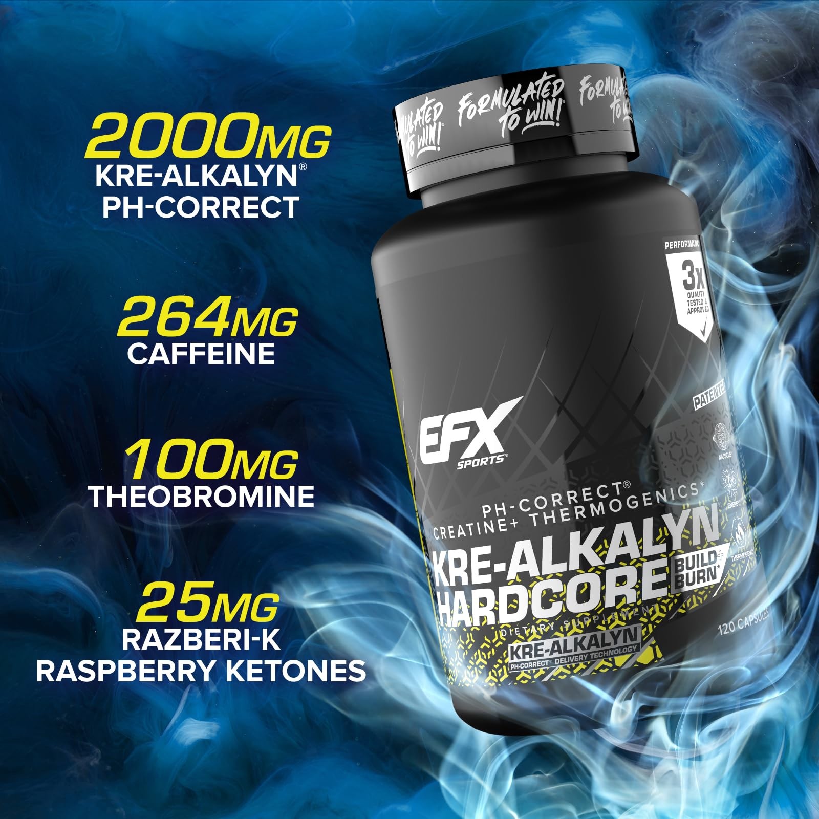 EFX Sports Kre-Alkalyn Hardcore 120 Capsules 120 Count (Pack of 1), No Color