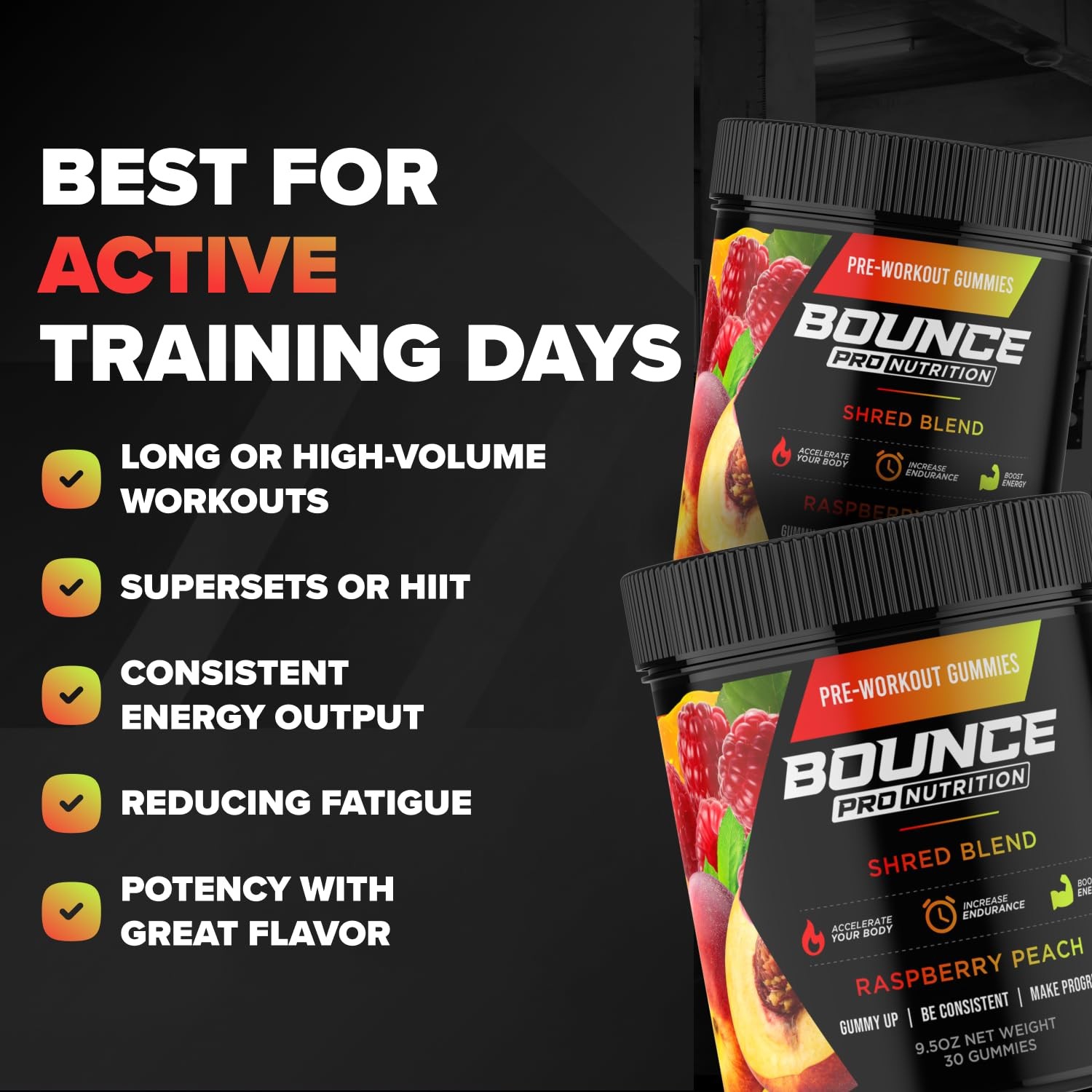 Bounce Pro Shred Blend Pre Workout 50 Vegan Caffeine For Energy 50 Count Pack