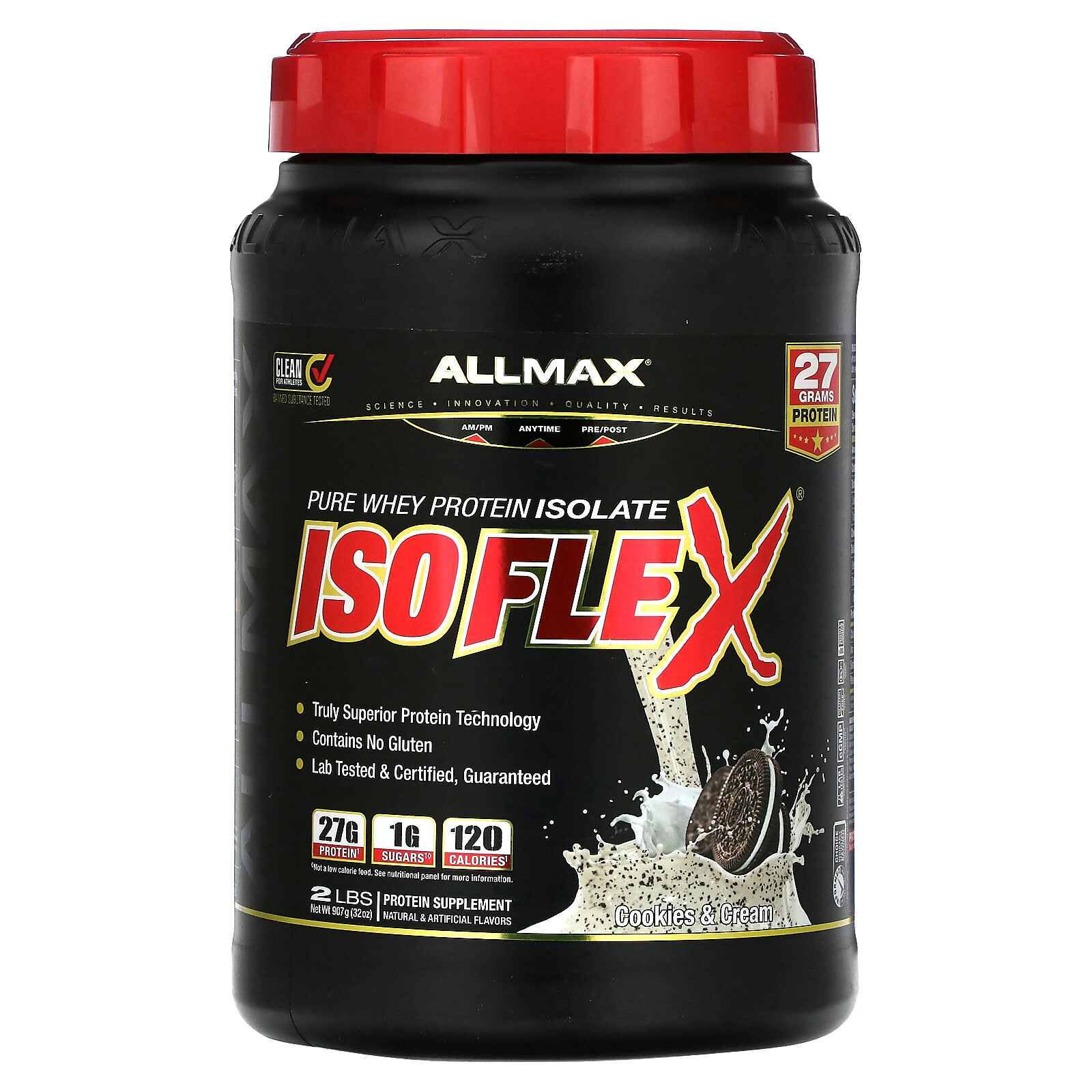 Isoflex, 100% Pure Whey Protein Isolate, Cookies & Cream, 2 lbs (907 g)