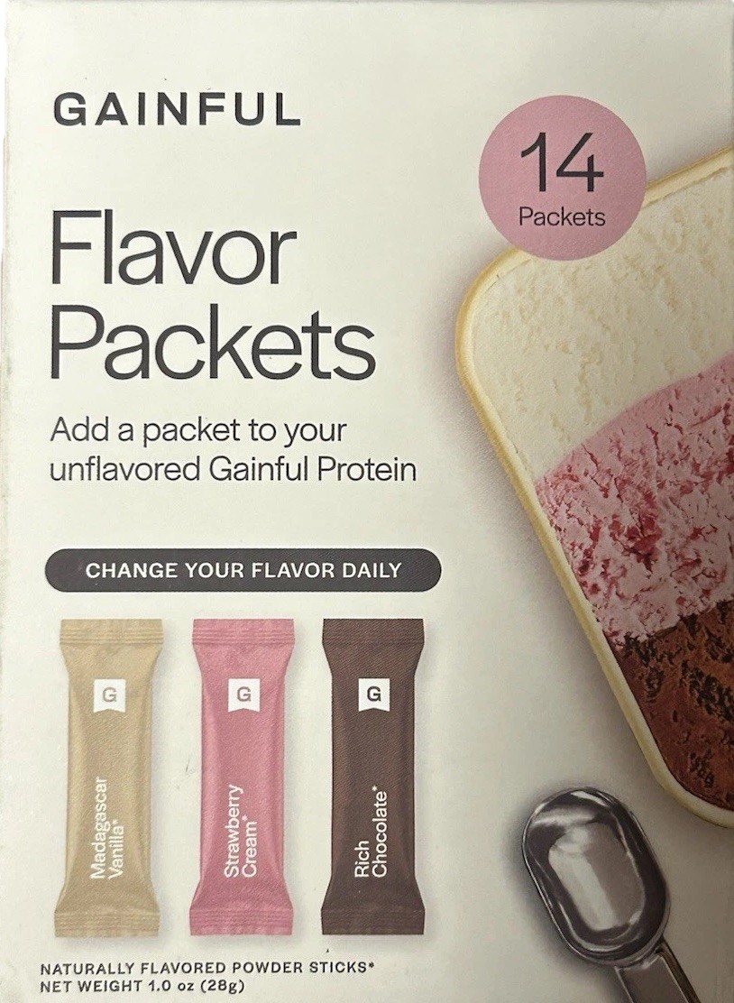 Gainful Flavor Vanilla, Strawberry & Chocolate 14 Packets Ex: 08/2026 New Sealed