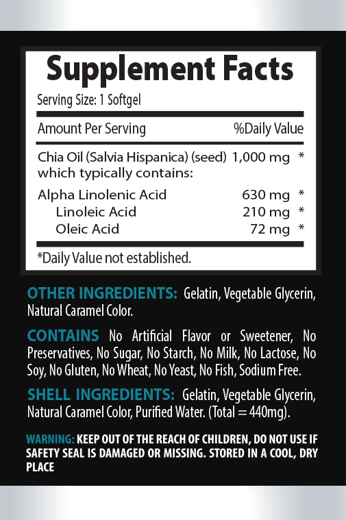 Essential fatty acids – CHIA SEED OIL 2000mg – 1 Bottle 60 Softgels