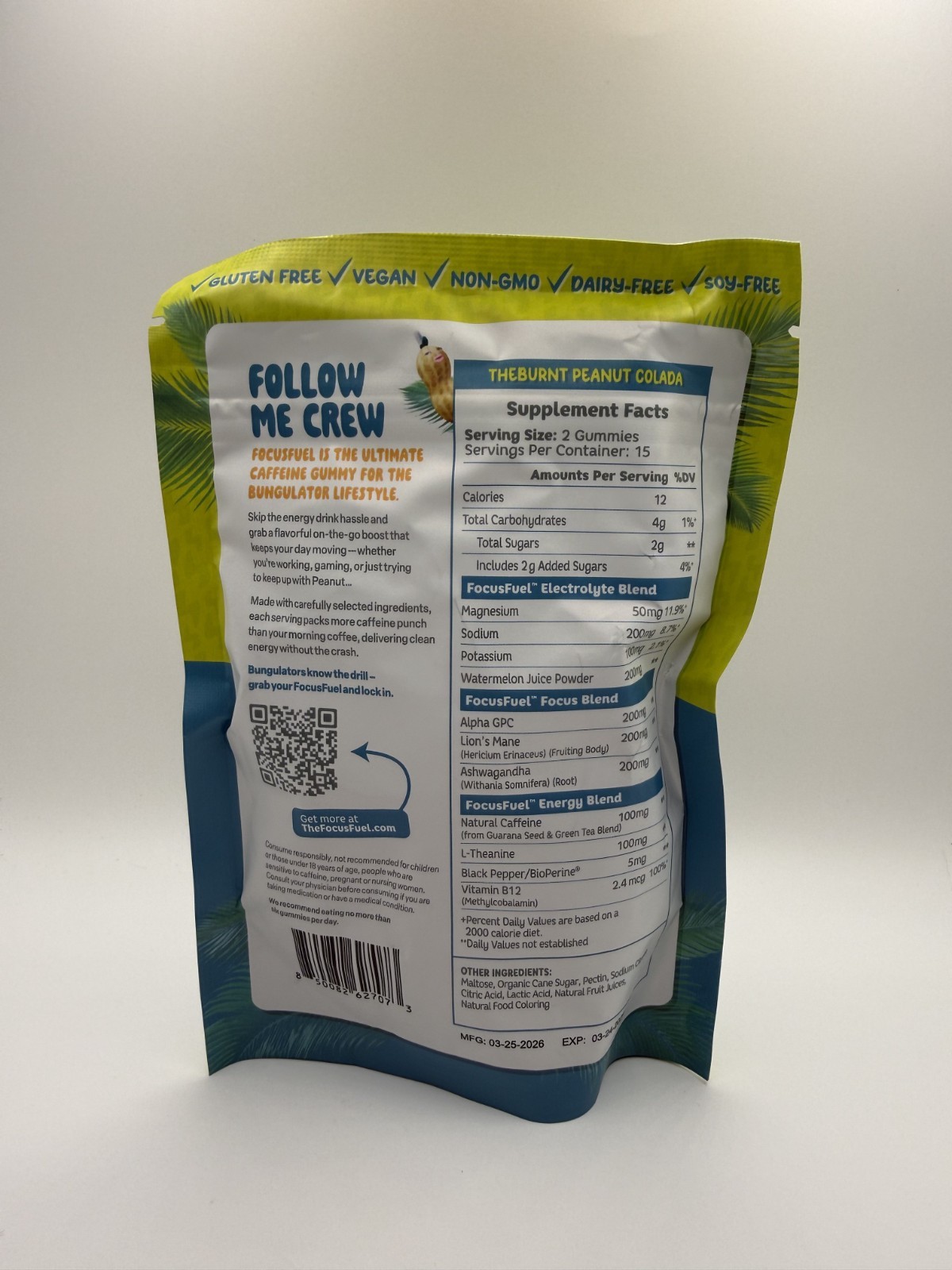 theburnt Peanut Colada Focus Fuel Caffeine 30 Gummies – Brand New Sealed