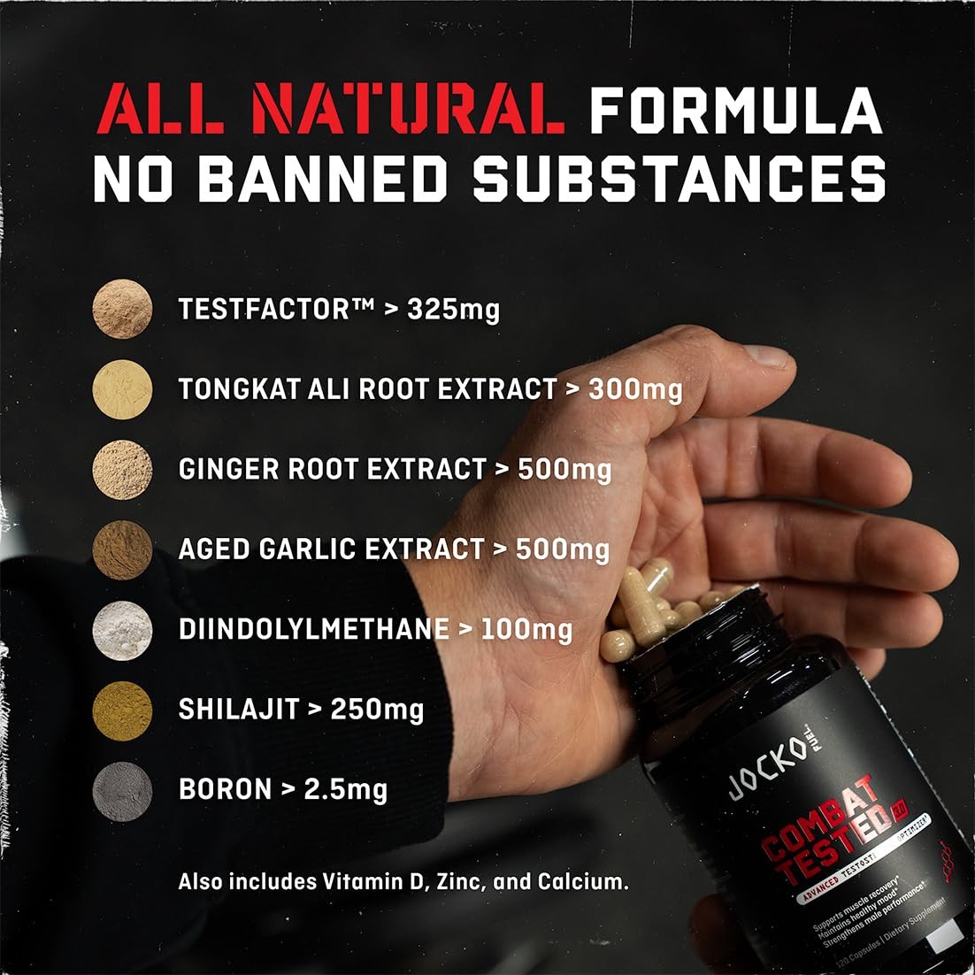 Jocko Fuel Test Booster for Men – Natural Endurance, 120 Count (Pack of 1)