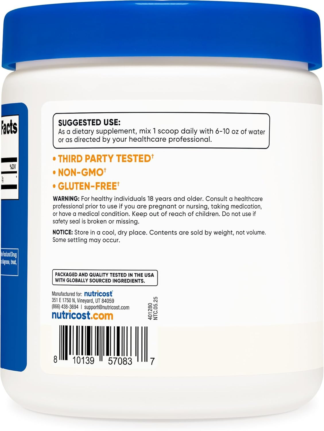 Taurine Powder 250 Grams – 125 Servings, 2000Mg per Serving