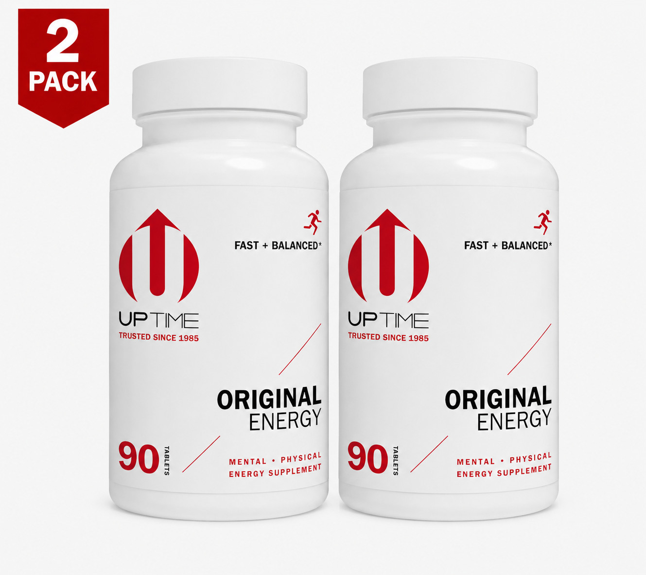 Uptime Energy Tablets 180 Ct (2×90) Original Caffeine Ginseng Ginkgo NEW