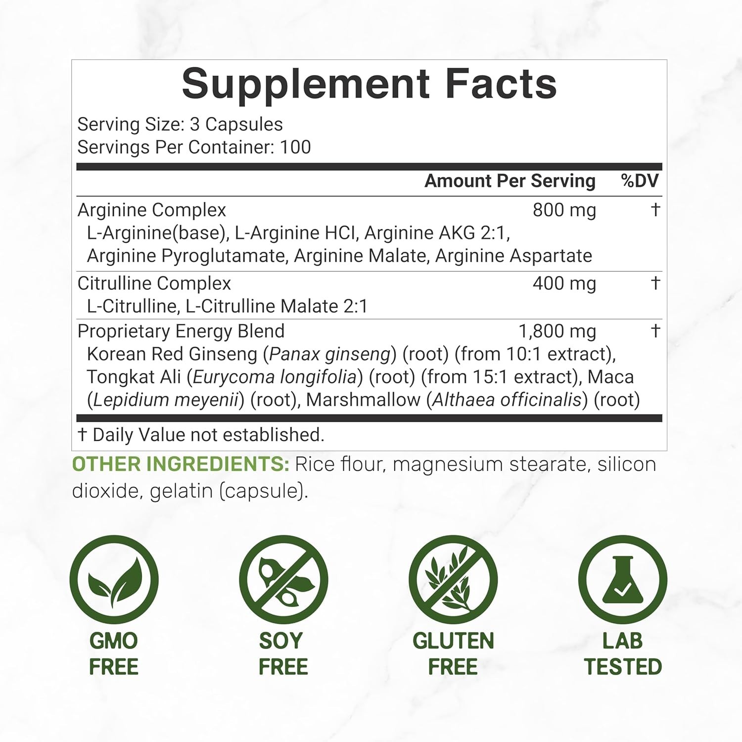 “Oxido Nitrico y L-arginina Extra Fuerte Para Aumentar La Energia Muscular 300Ct