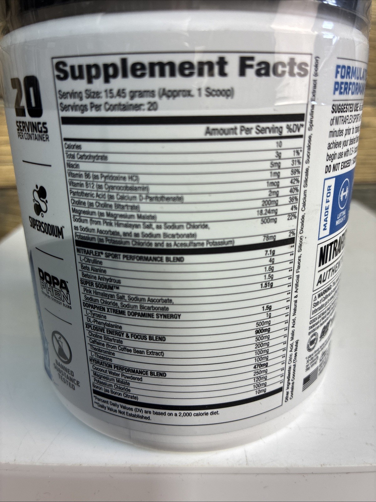Nitraflex Sport Pre-Workout Powder 20 Servings – Blue Raspberry Exp 07/2027