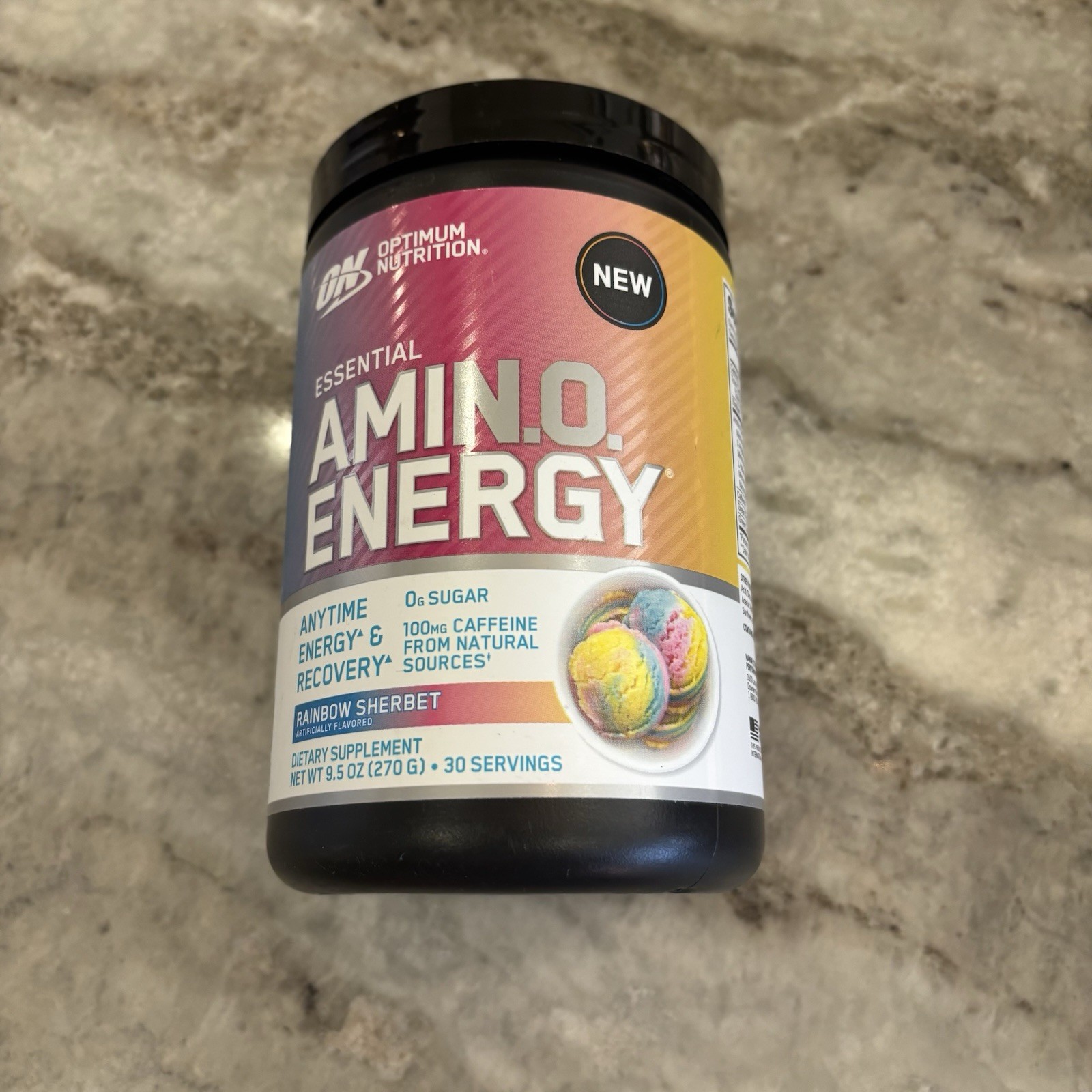 Optimum Nutrition Essential AMIN.O. Energy Rainbow Sherbet 30 SERV 270g EX 9/27