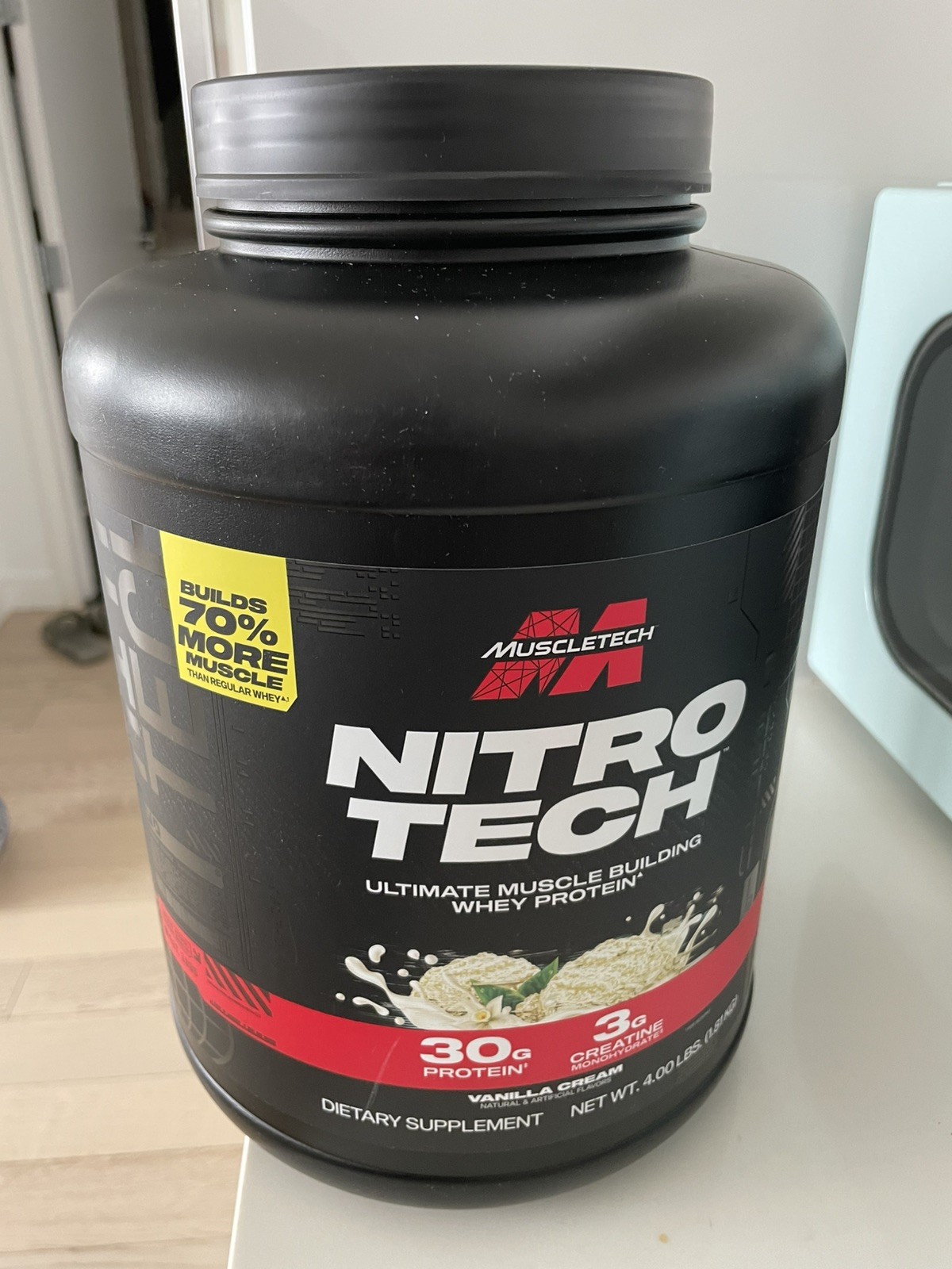 MuscleTech Nitro-Tech Whey Protein, Vanilla Cream, 4 lb, 30g Protein