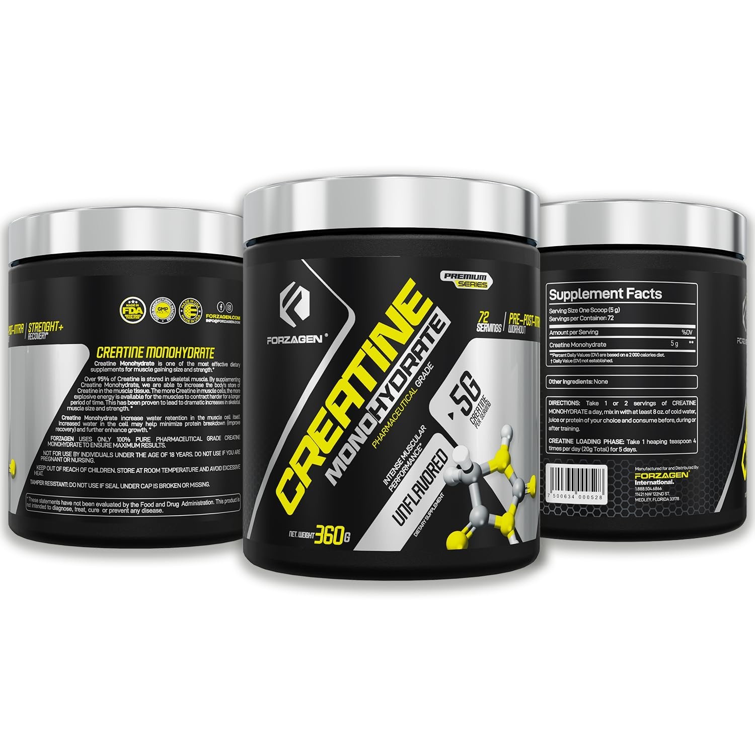 Micronized Creatine Monohydrate Powder – Unflavored, Muscle Gain, 72 Servings