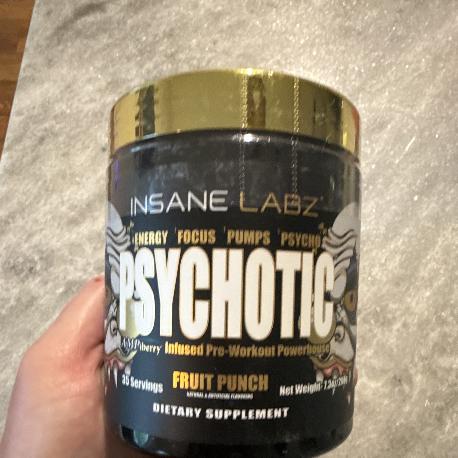 Insane Labz Psychotic Gold Pre-Workout Powder Fruit Punch 35 Servings Exp 6/2027
