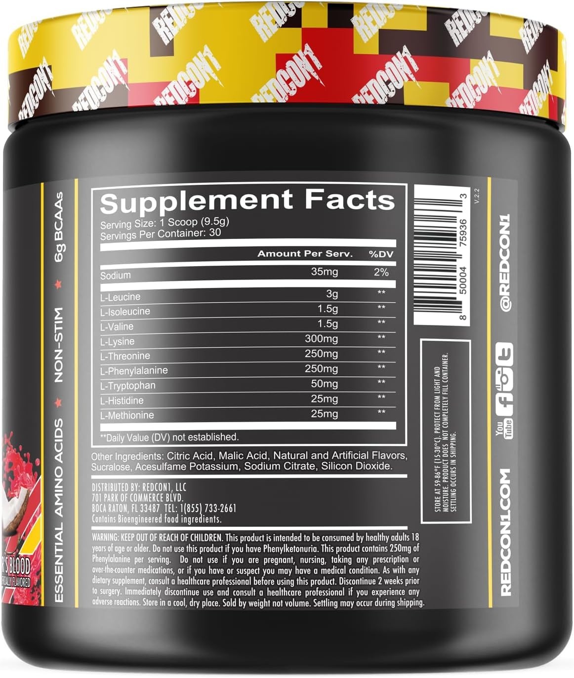 Redcon1 Grunt EAA BCAA Amino Acid Powder Lean Muscle Recovery 30svg 3 Flavors