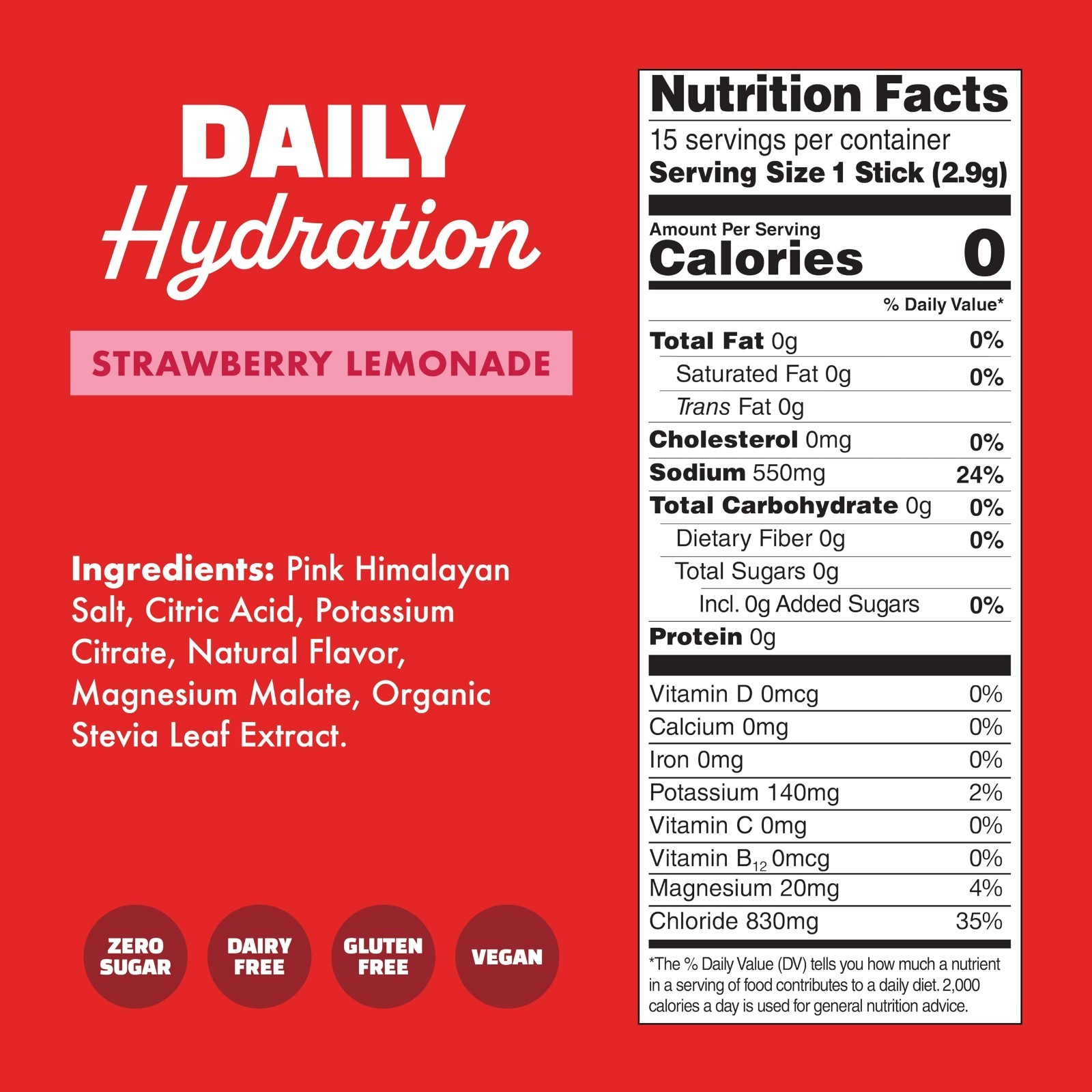 Electrolyte Powder Packets – 1,570mg Daily Hydration, Sugar-Free, Gluten-Free, 1