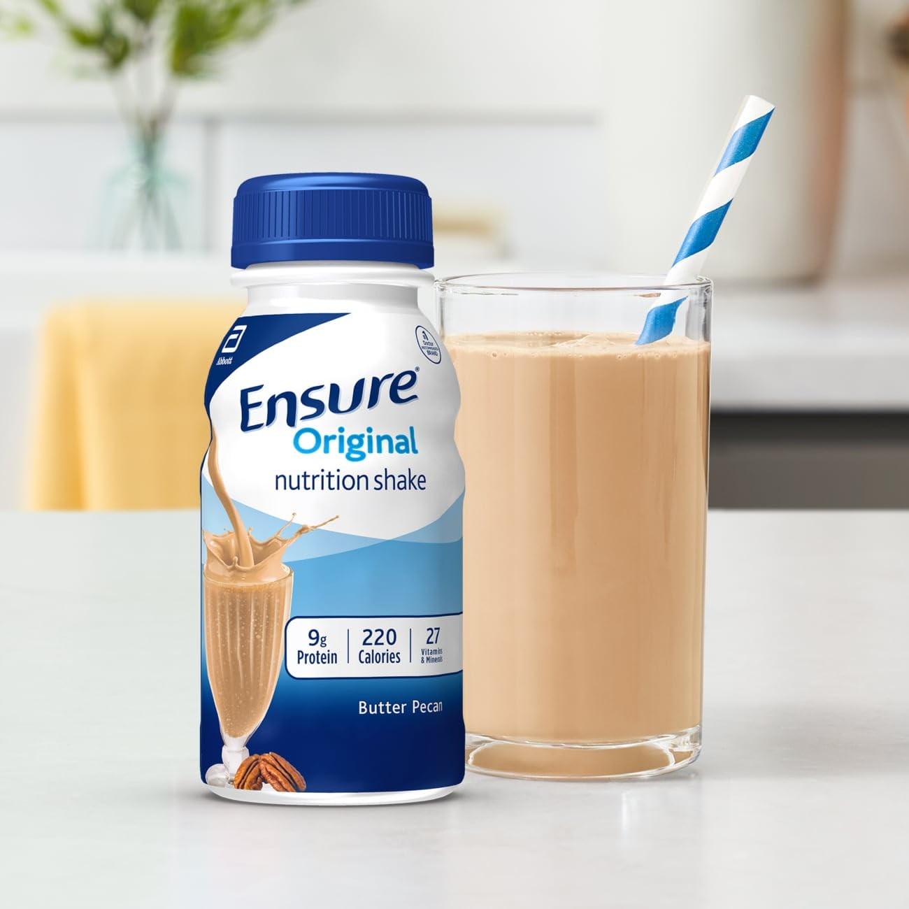 Ensure Original Butter Pecan Nutrition Shake | 8 Fl Oz (Pack of 24), Brown