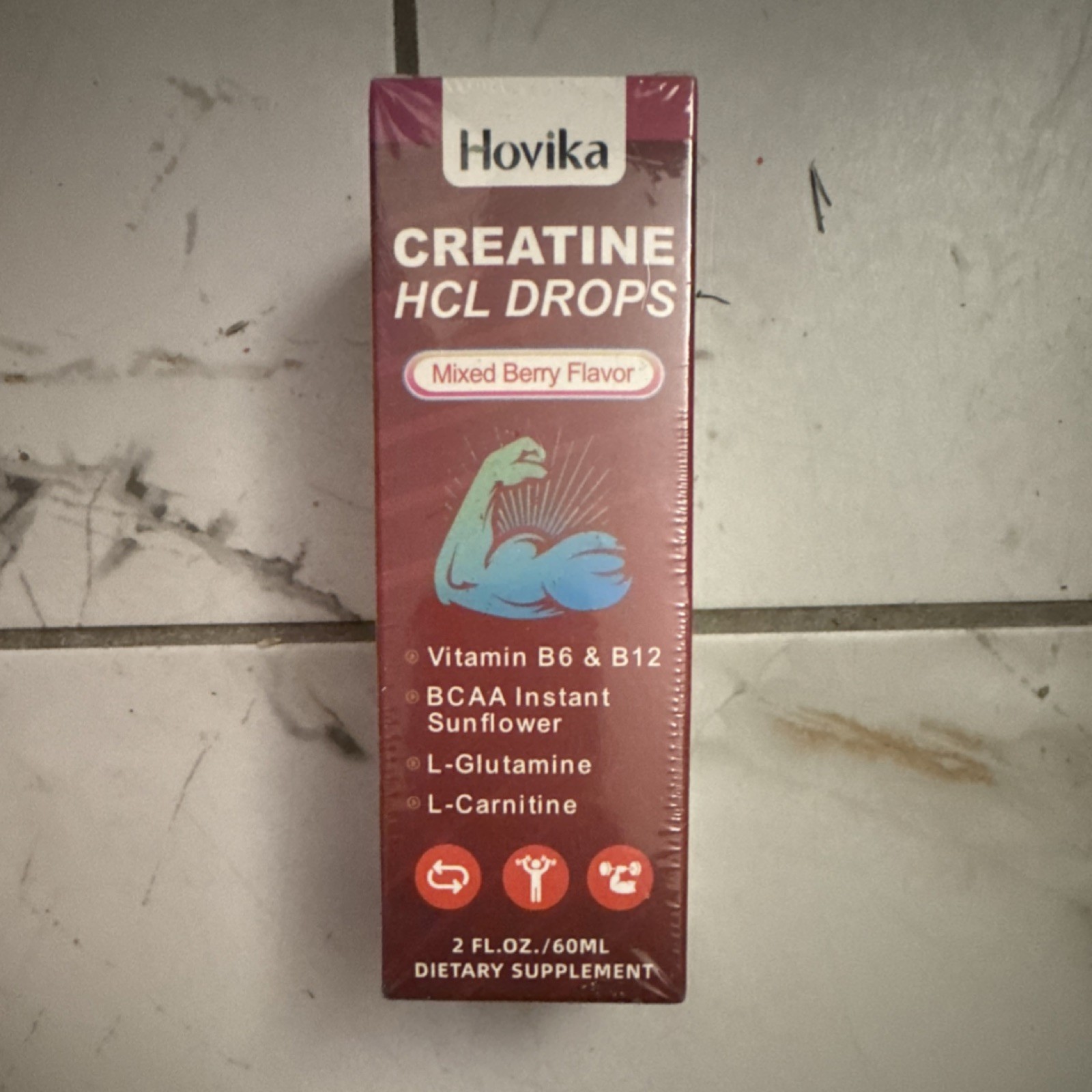 Hovika Creatine HCL Drops Mixed Berry 2 fl oz L-Glutamine L-Carnitine BCAA