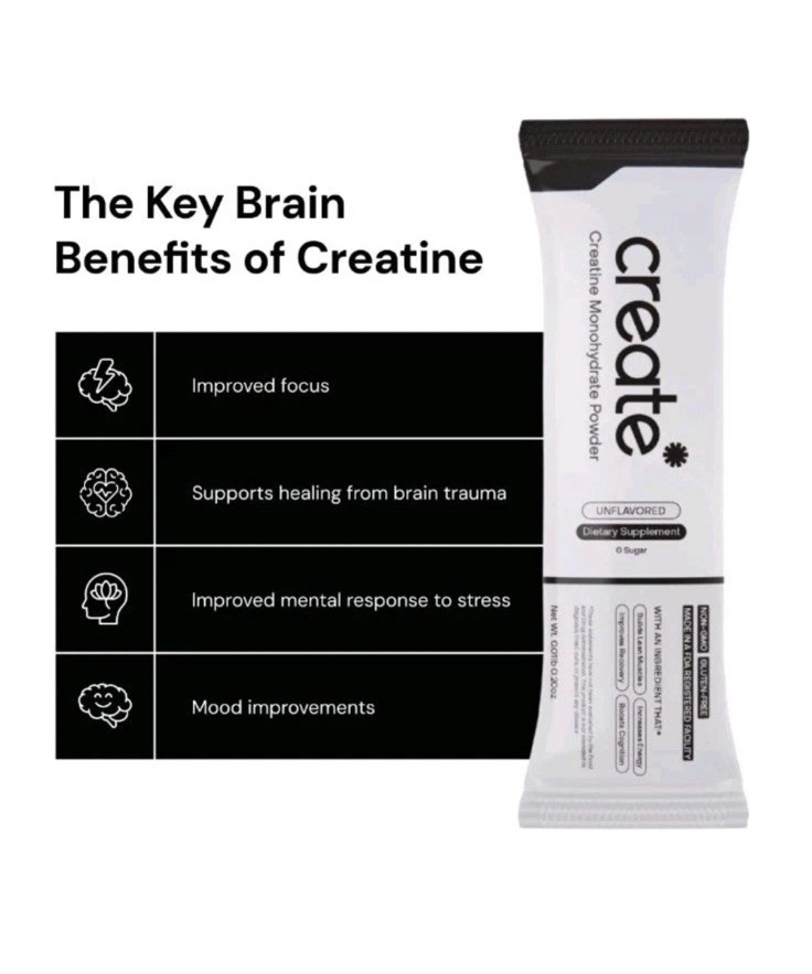 Create Creatine Monohydrate Powder Unflavored 30ct On-The-Go Stick Packs 08/2027