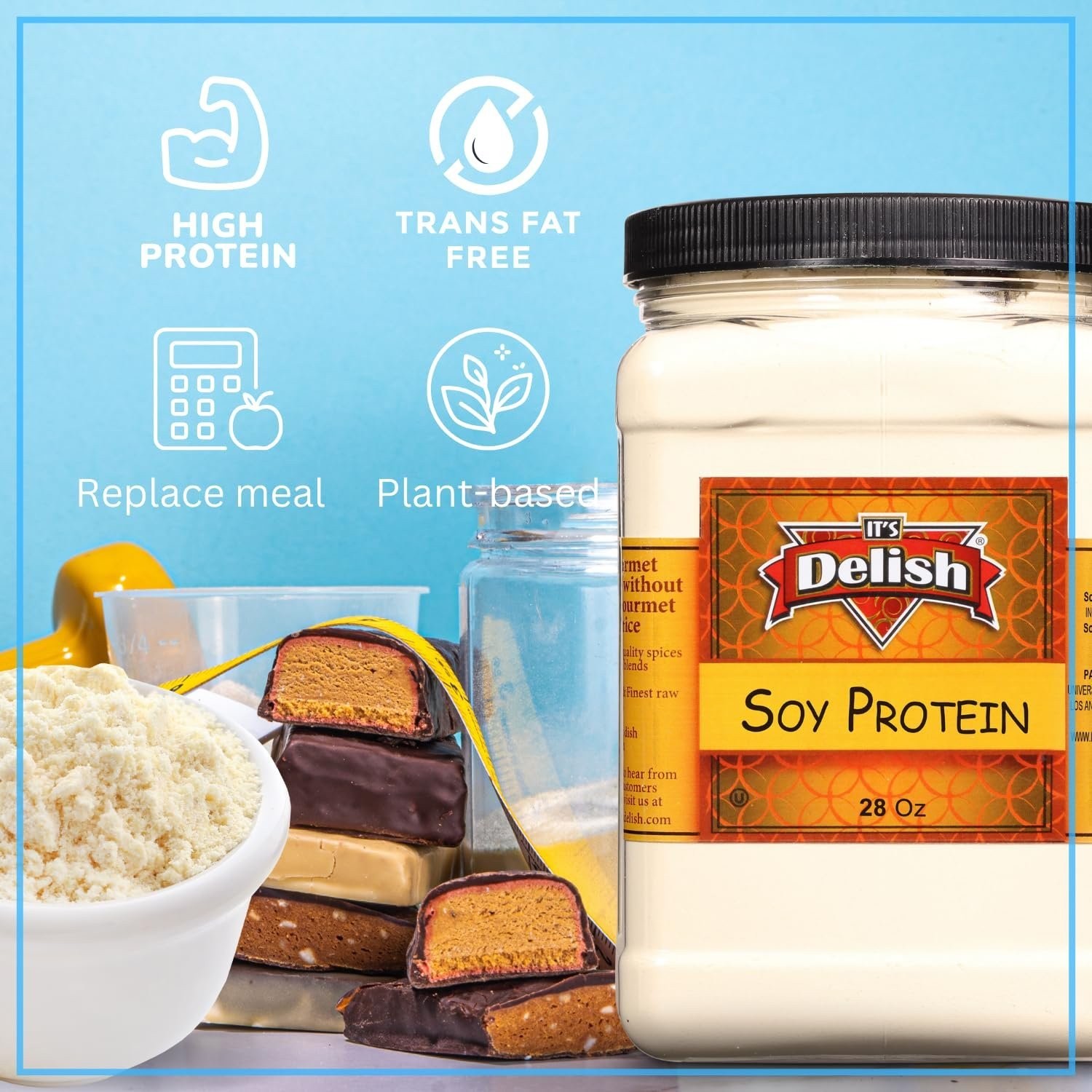 It’s Delish Soy Protein Powder, 28 Oz Reusable Jumbo Jar