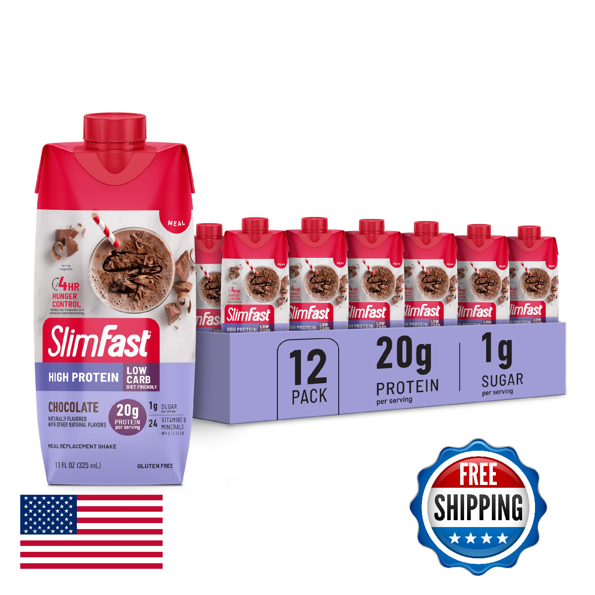 Slimfast Protein Shake Chocolate- 20G Protein Meal Replacement Shake Ready To