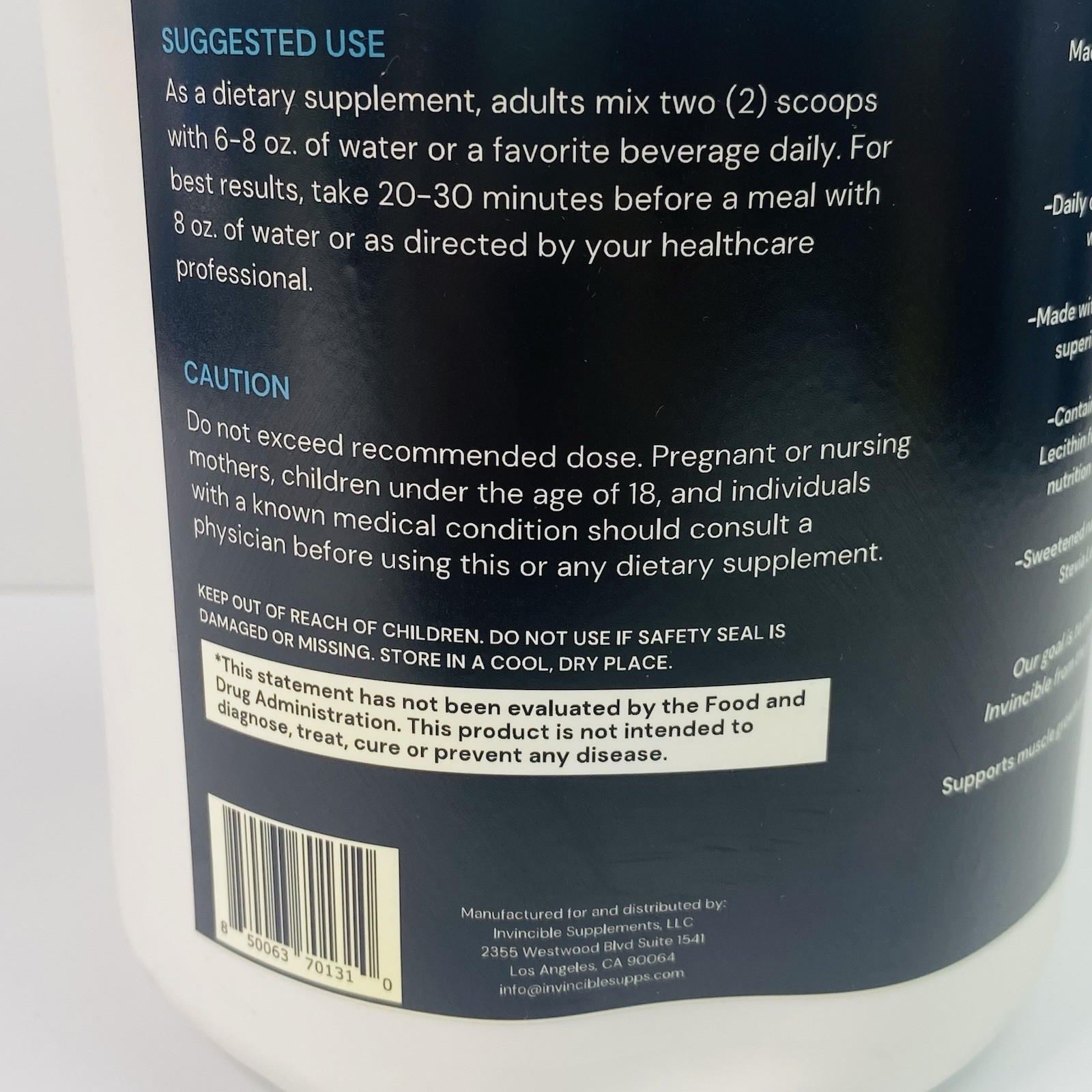 Invincible Supplements Advanced Whey Protein Isolate (VANILLA) 28.4 Oz 805g NEW!