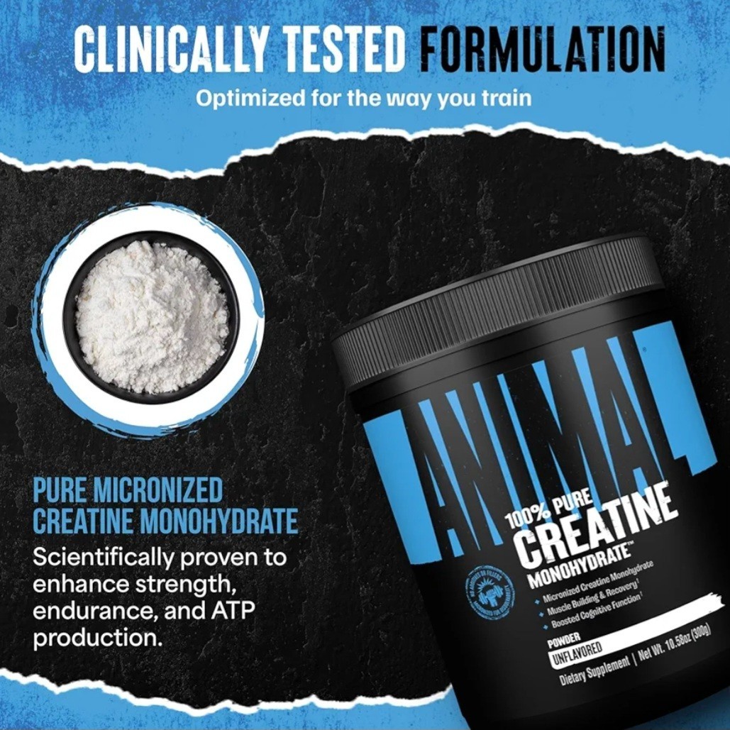 Animal Creatine Monohydrate Powder Micronized Unflavored Muscle Recovery 300 g