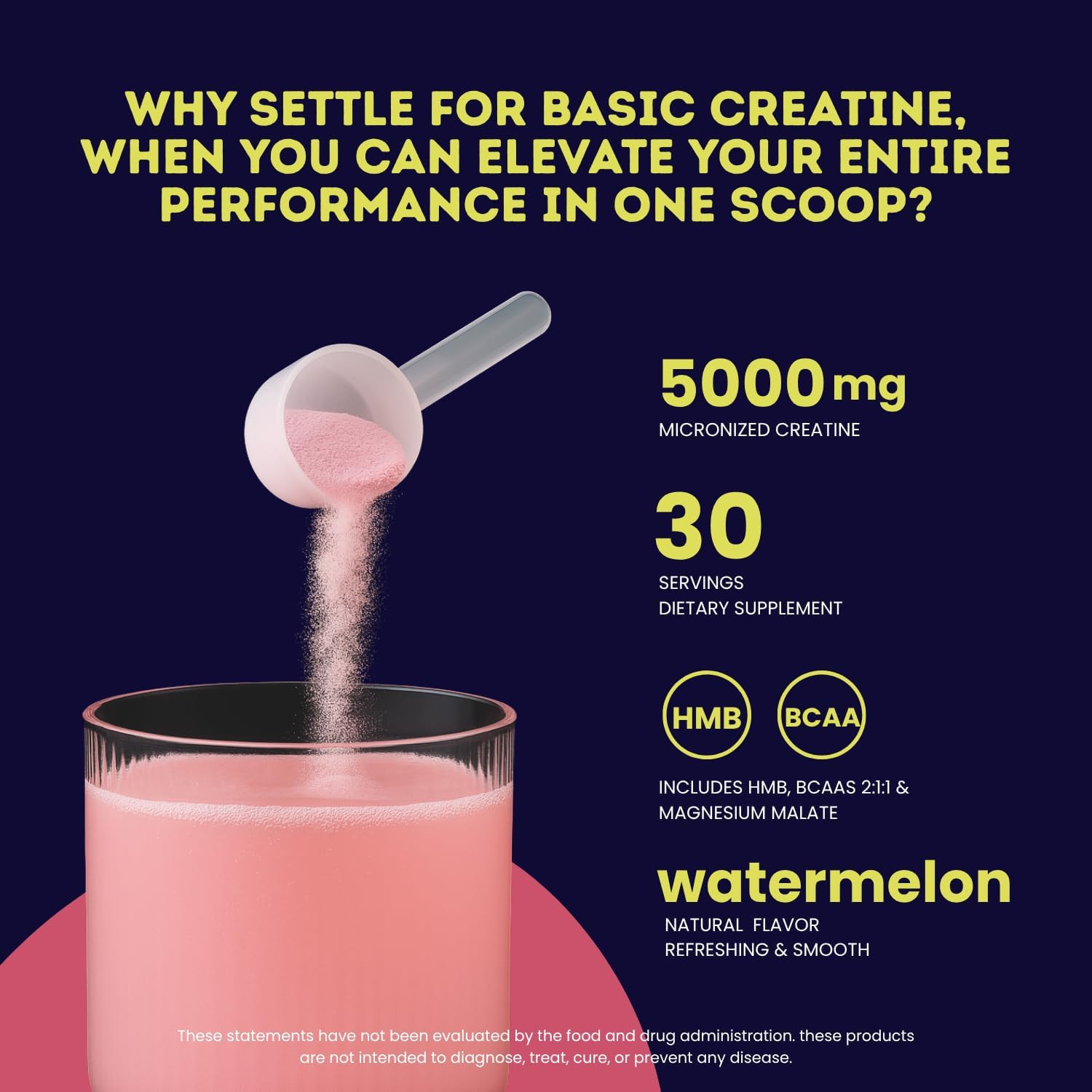 Creatine Monohydrate 5G with Bcaas –Support Muscles, Cellular Energy and Cogniti