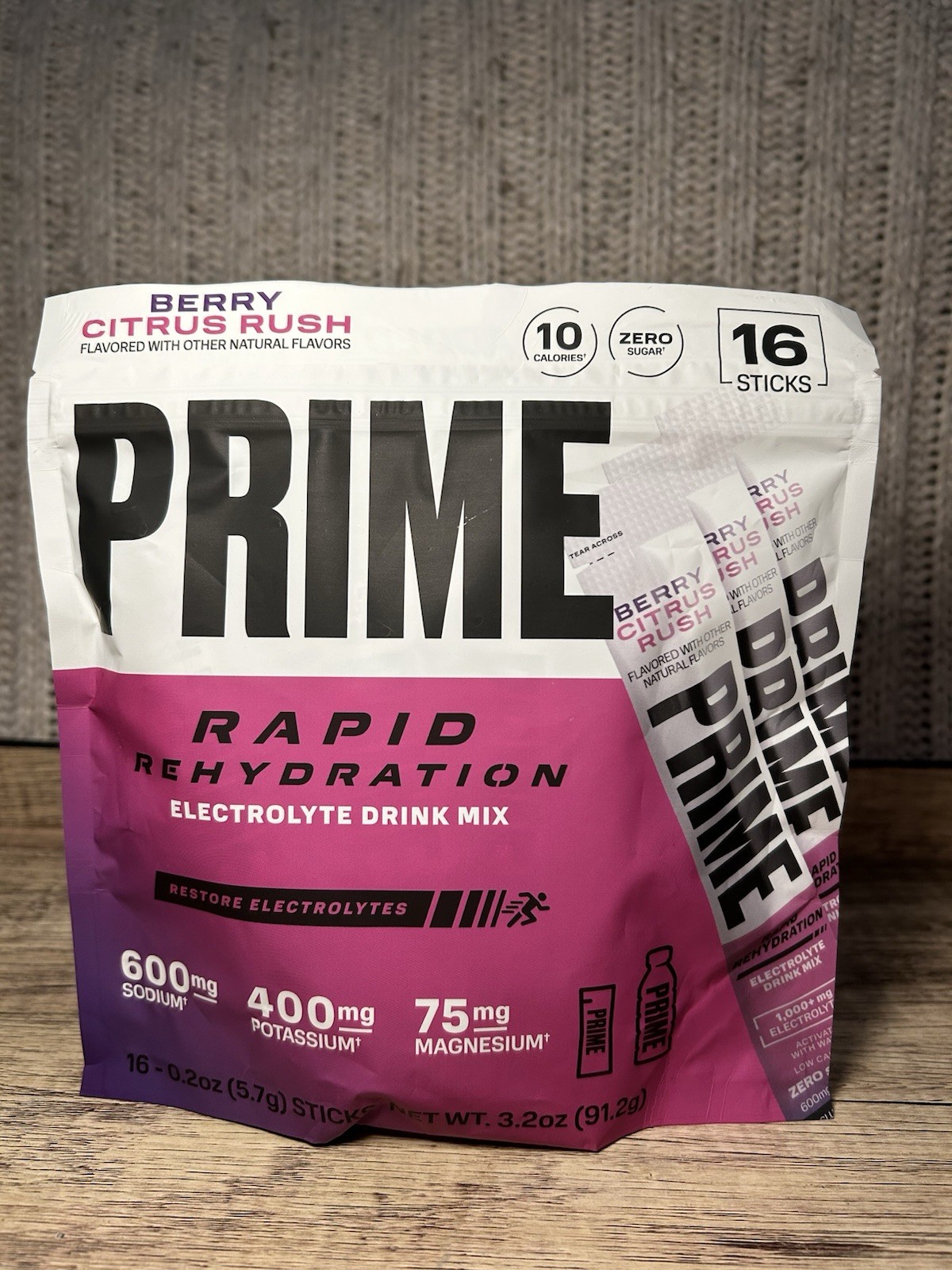 PRIME Hydration Berry Citrus Rush Powder Sticks 16 Count Exp 07/2027