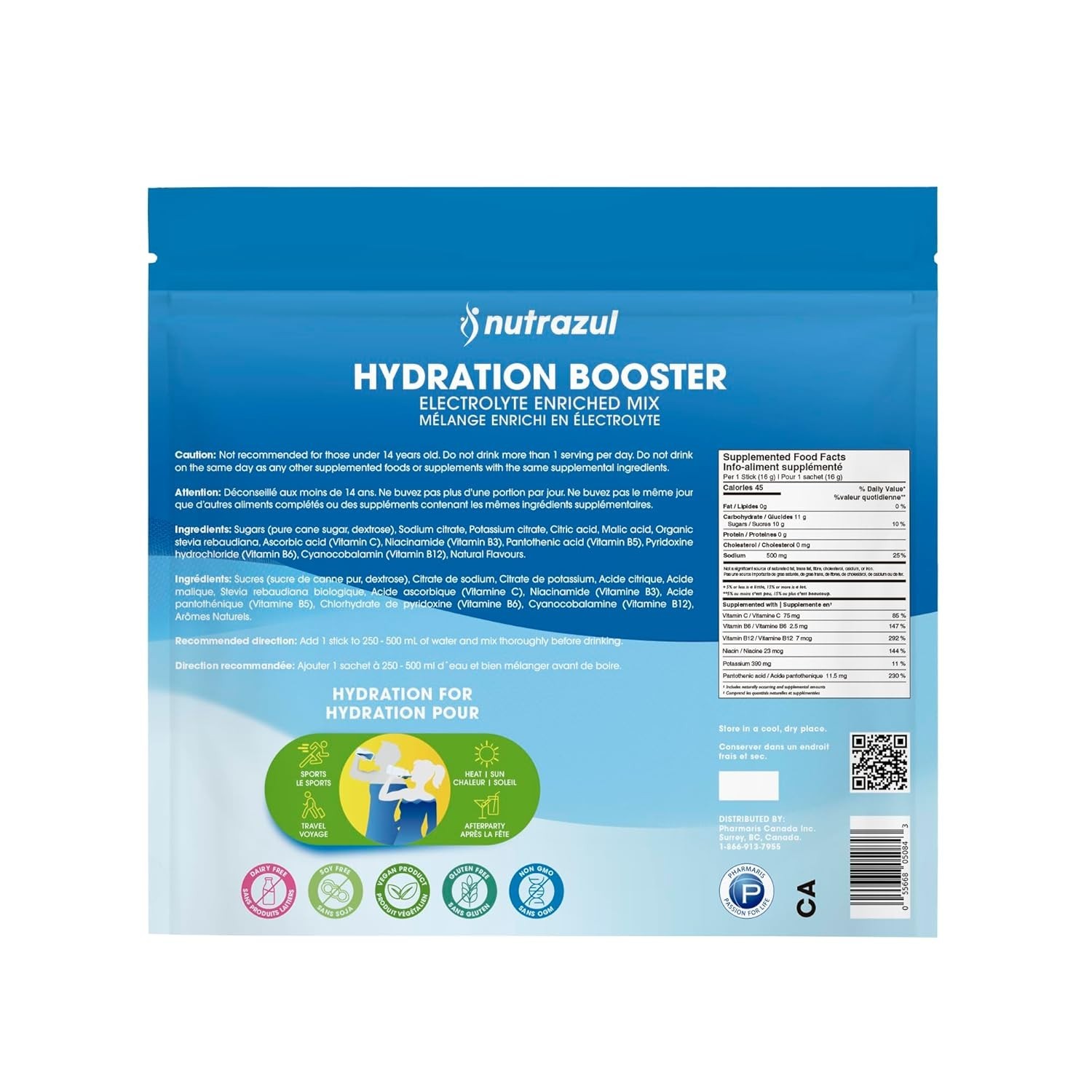 Nutrazul Rapid Hydration Booster Electrolyte Enriched Mix 90 Packs Lemon Lime