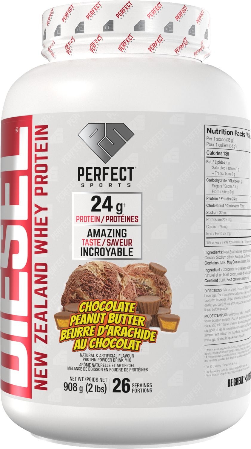 PERFECT Sports DIESEL New Zealand Whey Protein Powder, Grass-Fed, Gluten Free, C