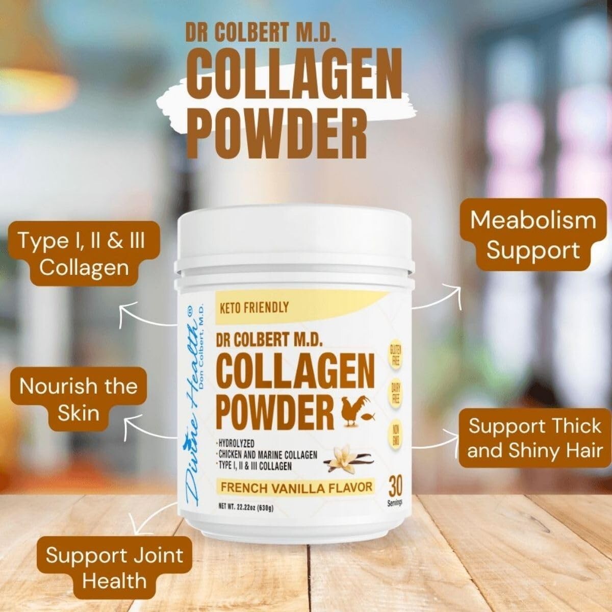 Divine Health Dr. Colbert Keto Zone Vanilla Collagen Powder® (30 Servings)