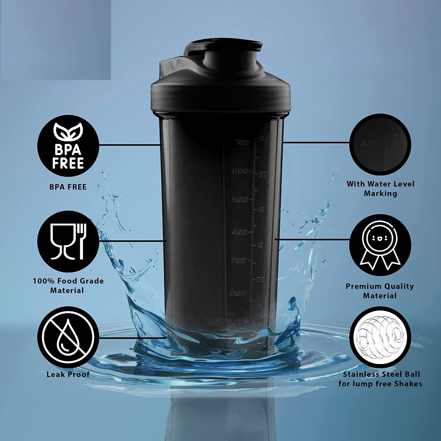 COOL INDIANS Gym Shaker 700ml | Leakproof BPA Free Bottle