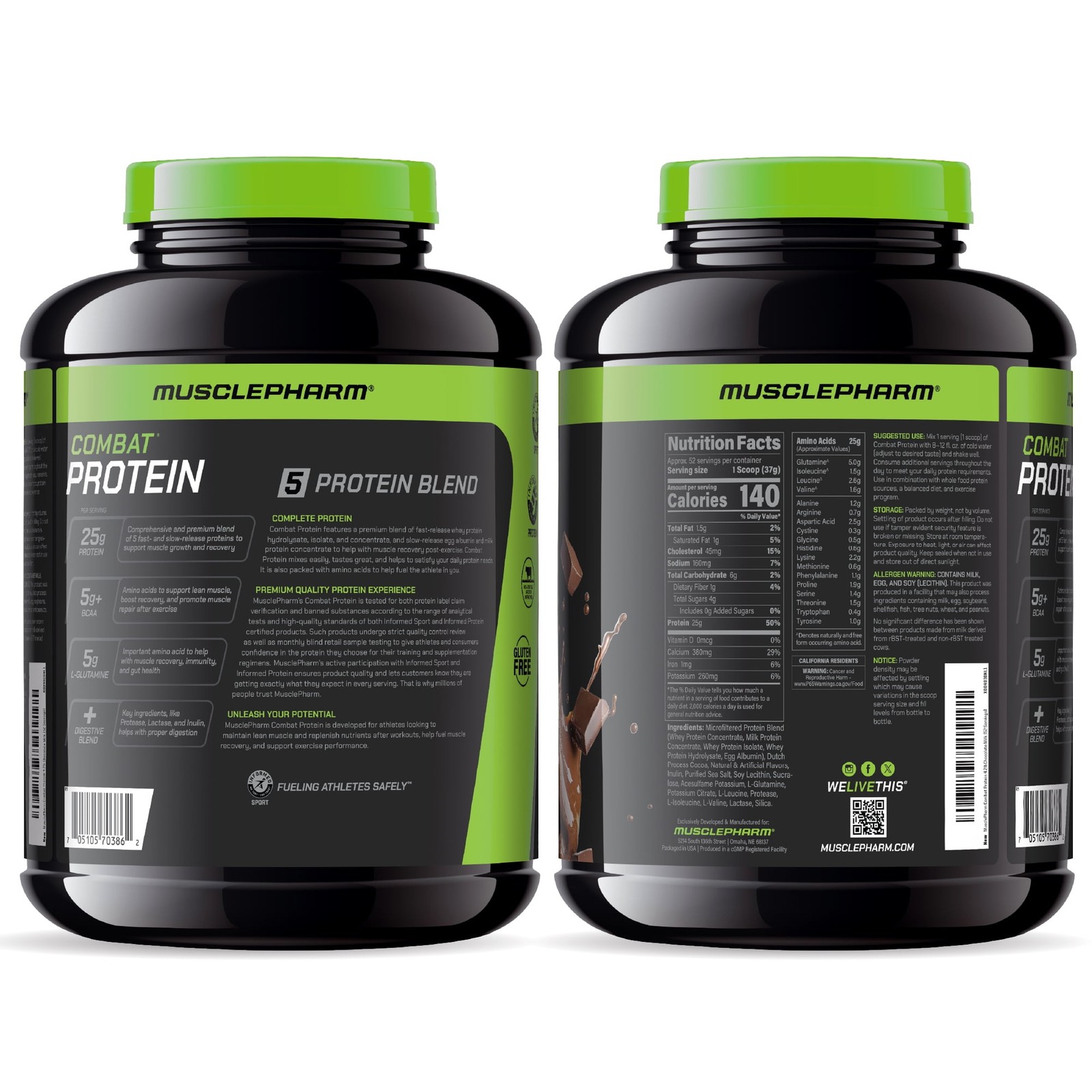 Combat Protein Powder, Chocolate Milk, 25G Protein, 4Lb, 64Oz