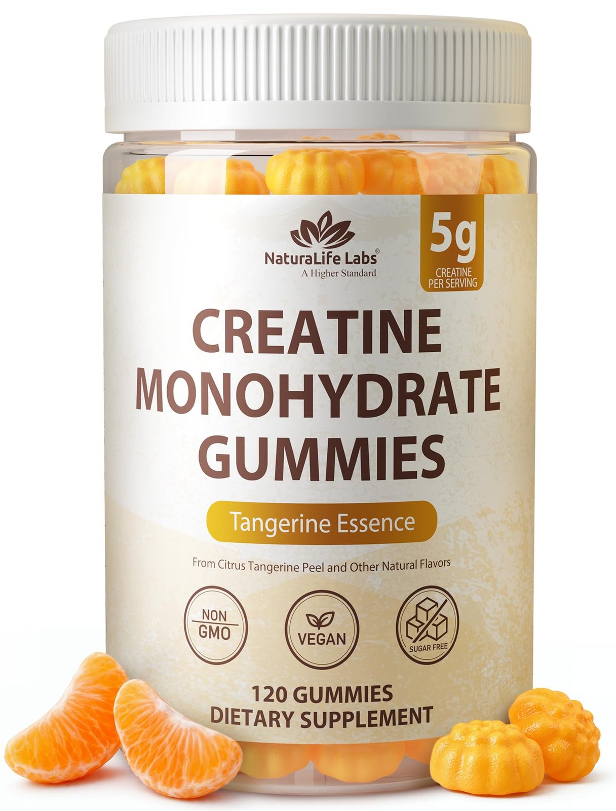 Creatine Monohydrate Gummies – 5g per Serving – Tangerine Flavor – 120 Gummie…