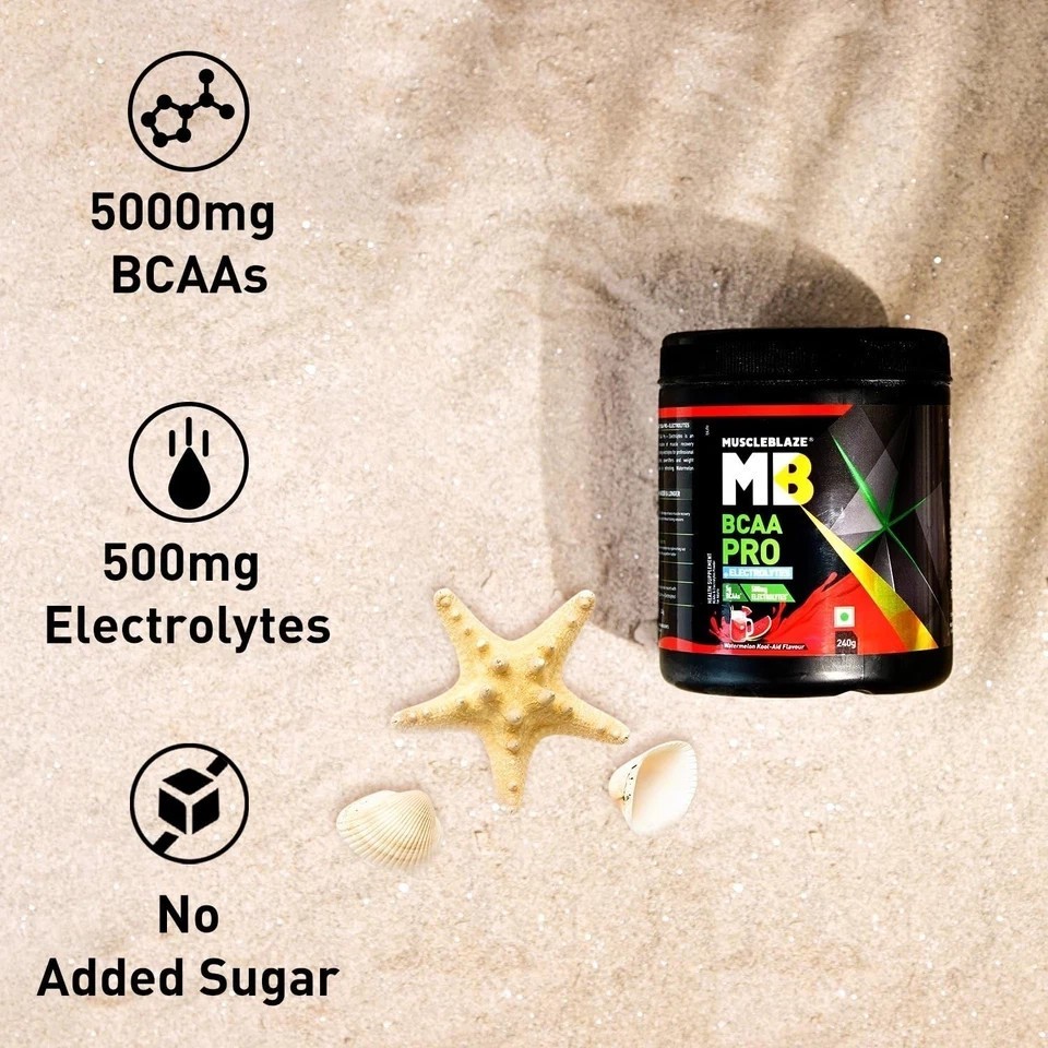 BCAA Pro Powder, Powerful Intra Workout (Watermelon Kool Aid, 240g, 30 Servings)