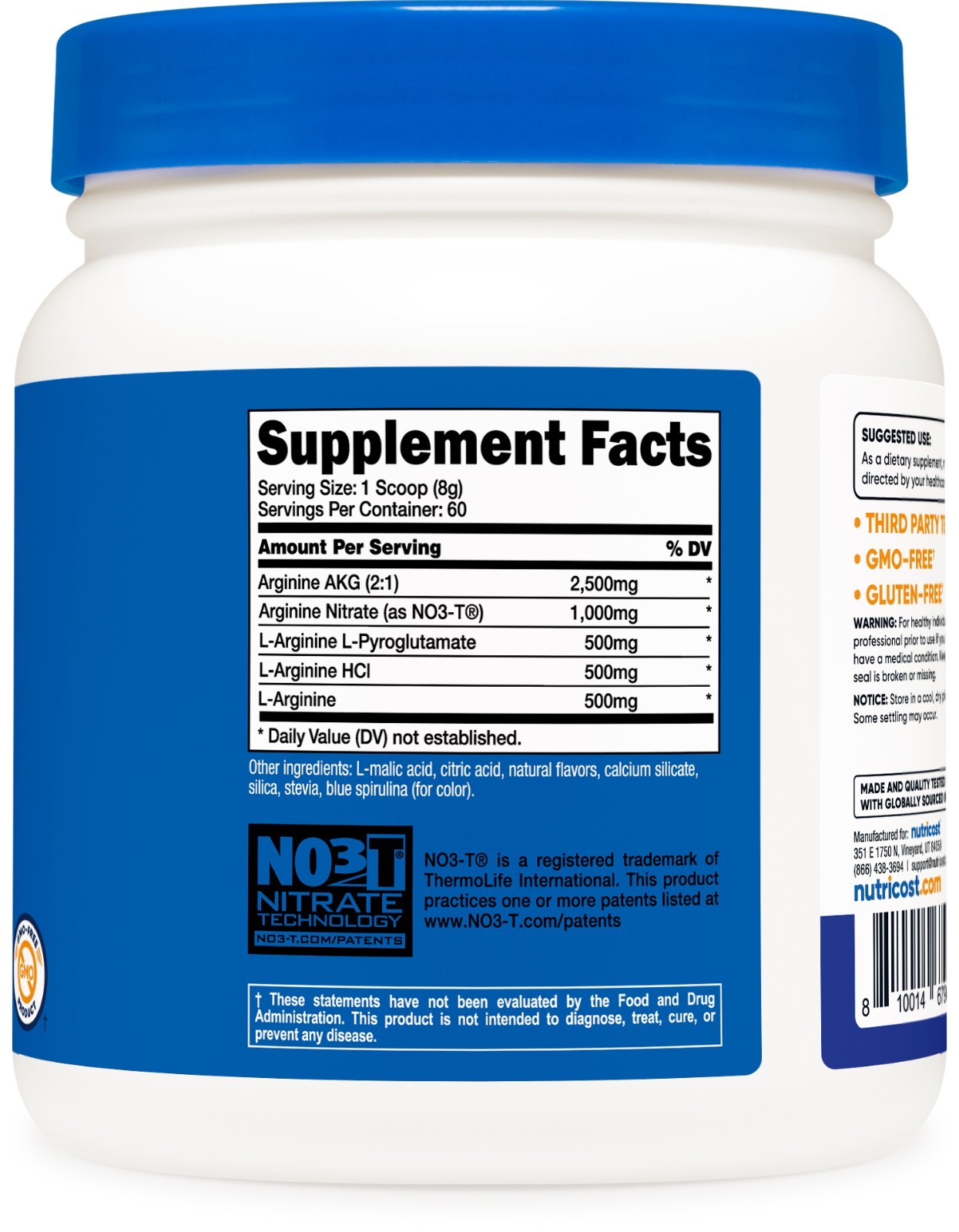 Nutricost L-Arginine Complex (Blue Raspberry, 60 Servings) -NON GMO