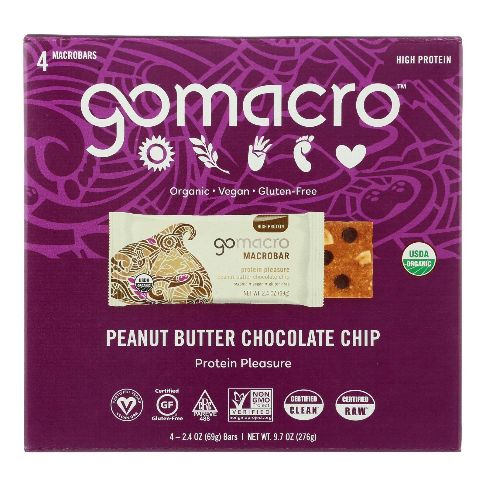 Gomacro – Bar Peanut Butter Chocolate Chip – 2.4 oz, 4 Per Pack (7 Packs Total)