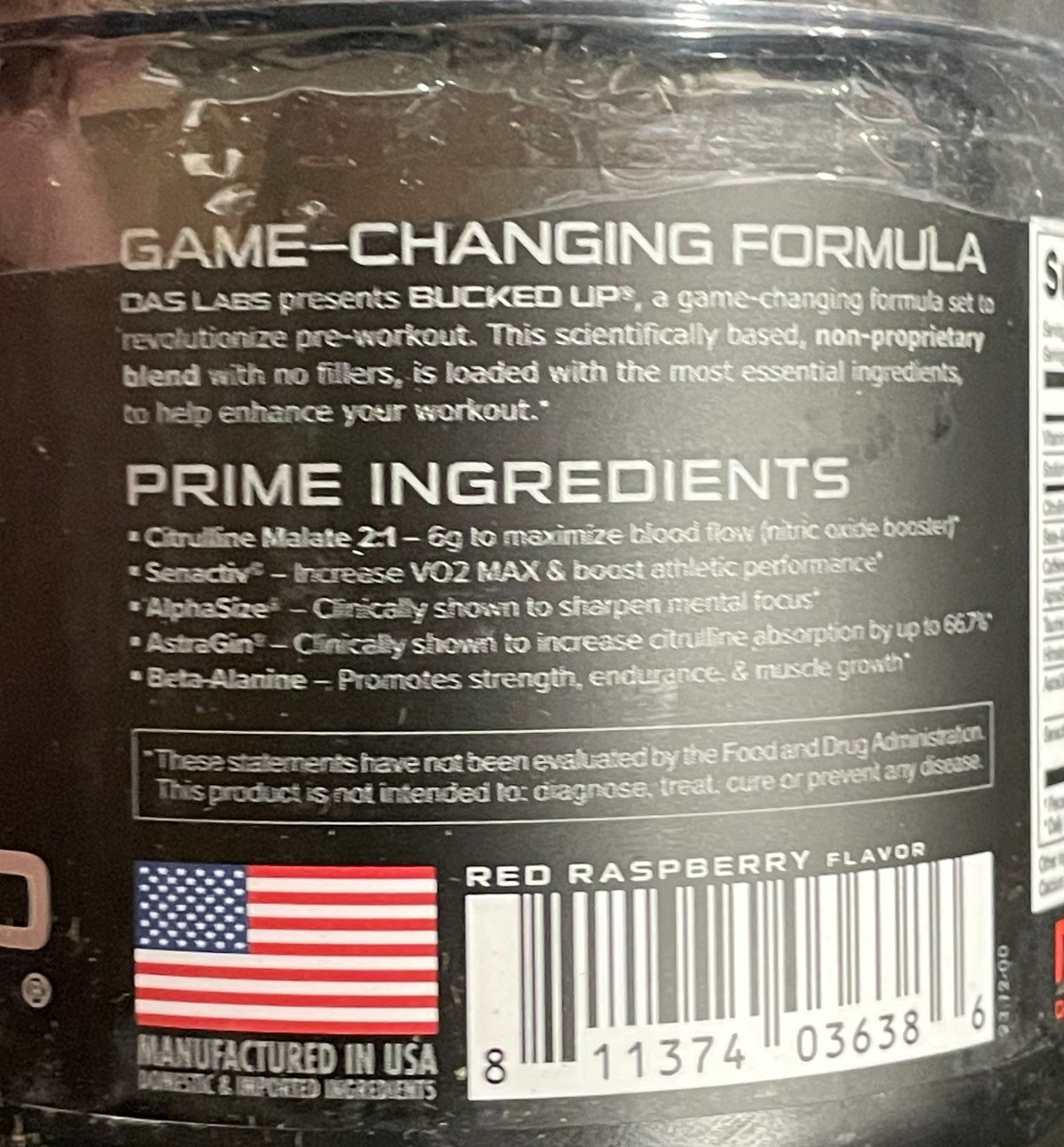 Bucked Up Pre-Workout BLOOD RAZ Exp 4/2027 20 Servings