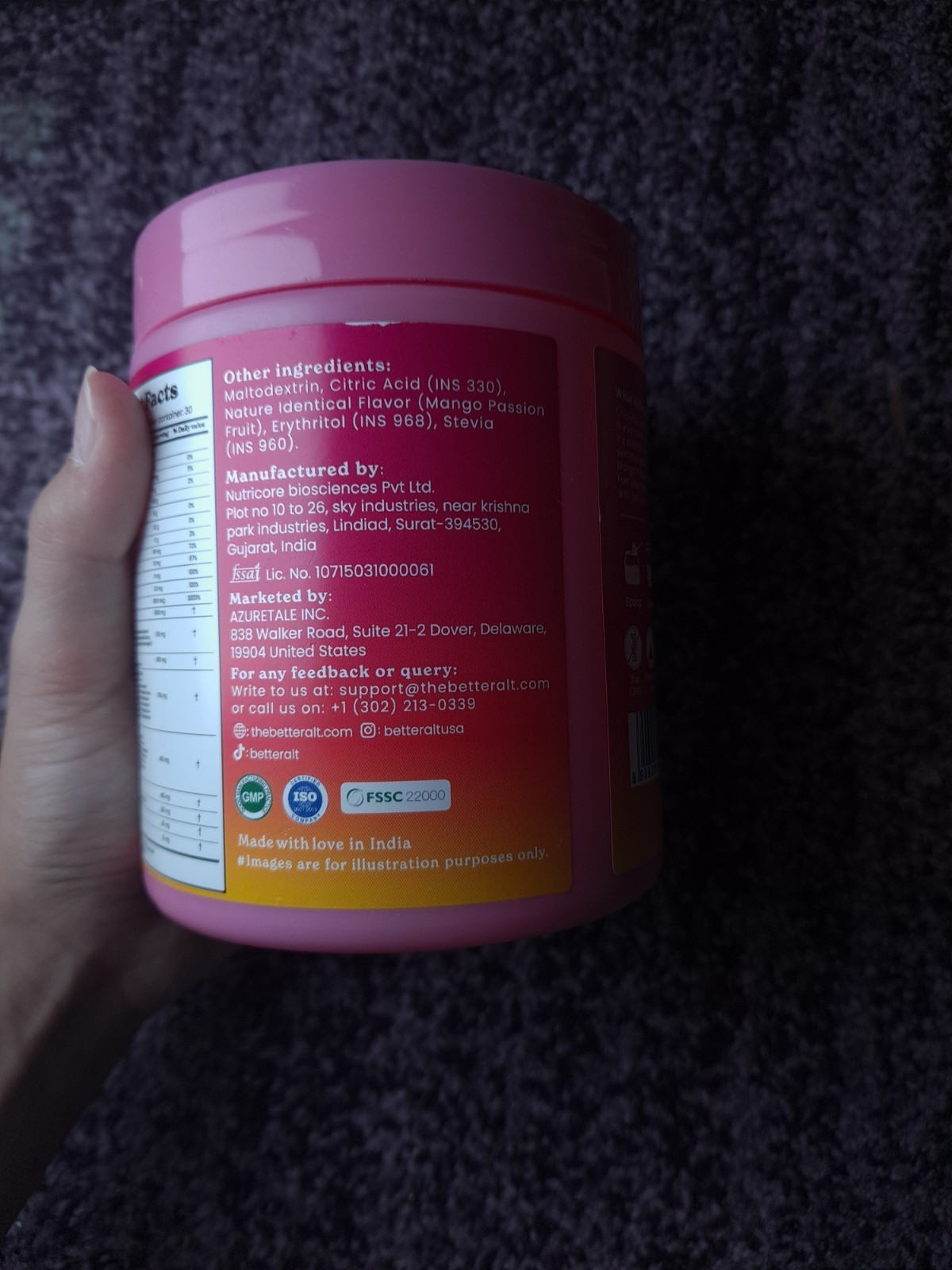 BetterAlt Women’s Creatine With Glowchemy Mango Passion Flavor 11oz
