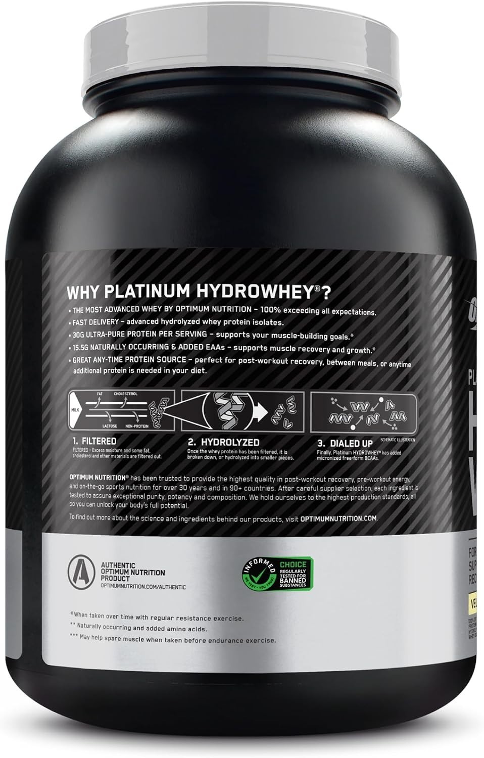 Optimum Nutrition Platinum HydroWhey Protein Powder Velocity Vanilla 3.5 Lbs