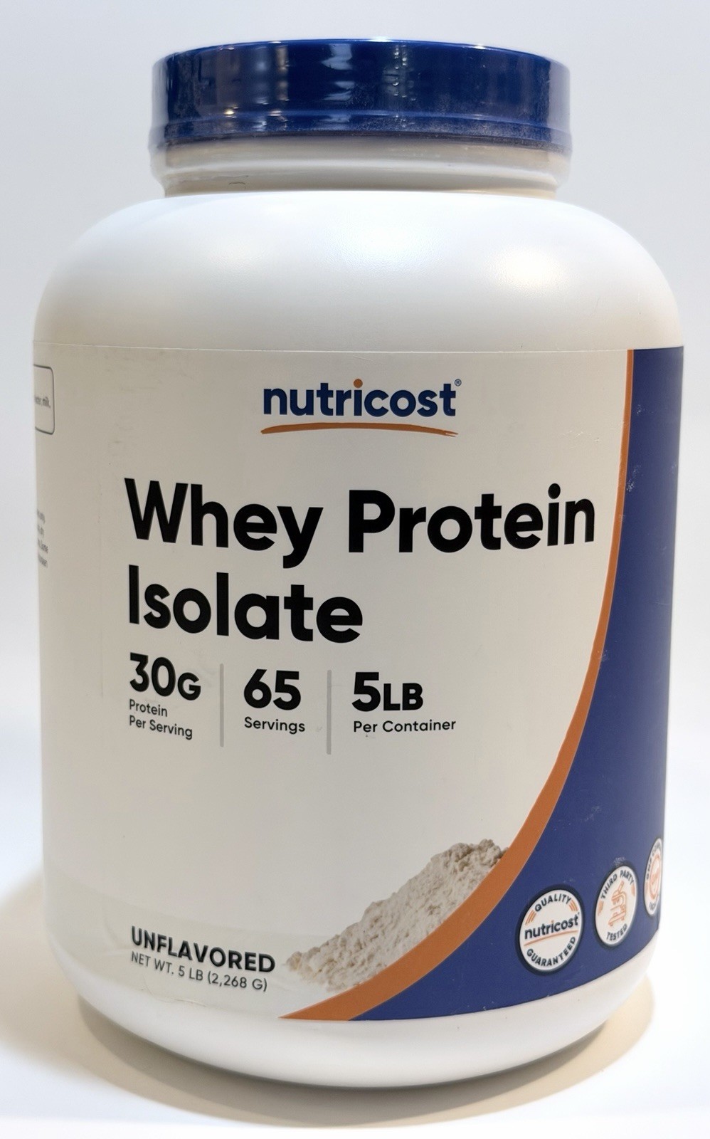 Nutricost Whey Protein Isolate Unflavored 5 lb 65 Servings Exp 01/2028