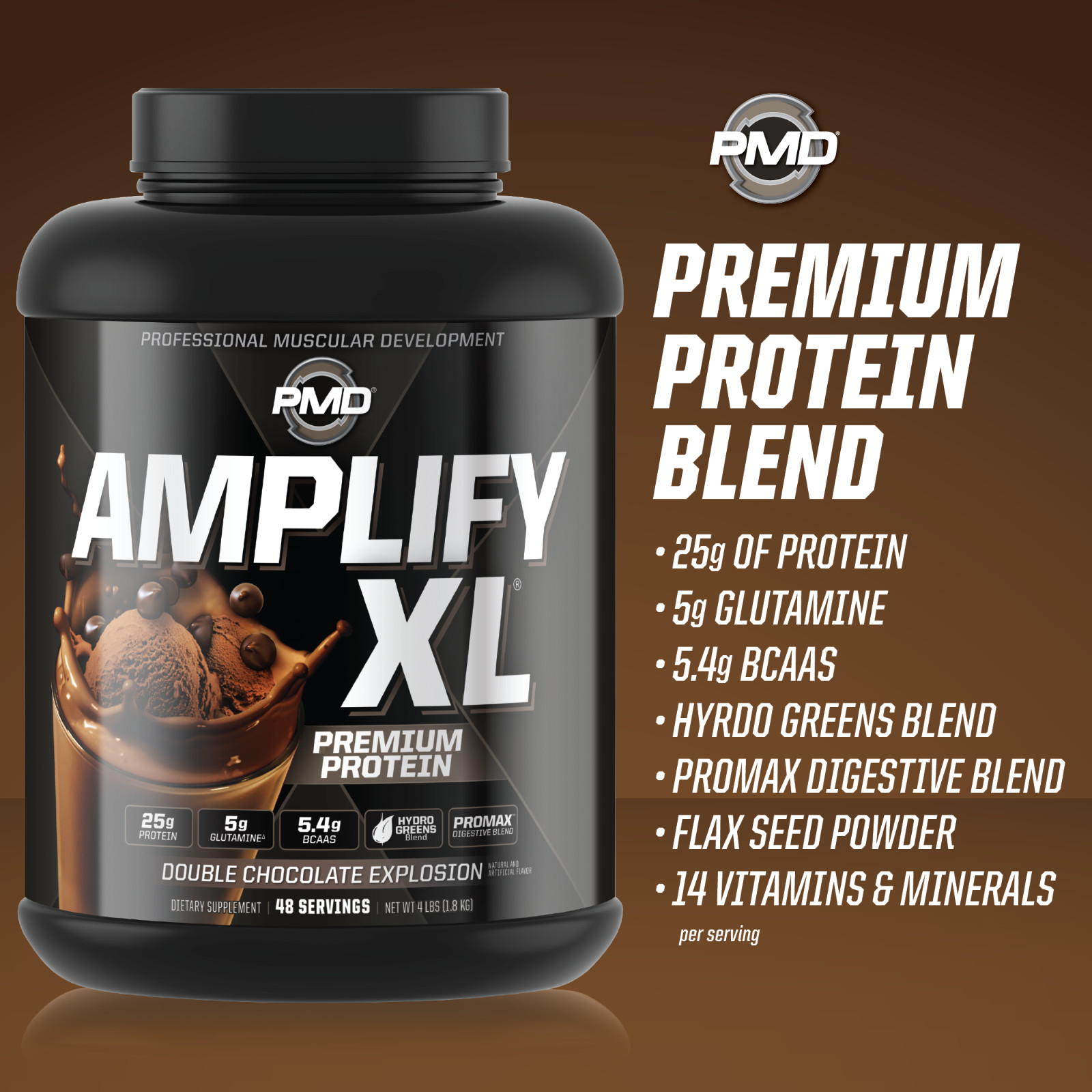 AMPLIFY XL Protein Matrix – Strength & Recovery – Double Chocolate – 48 Servings