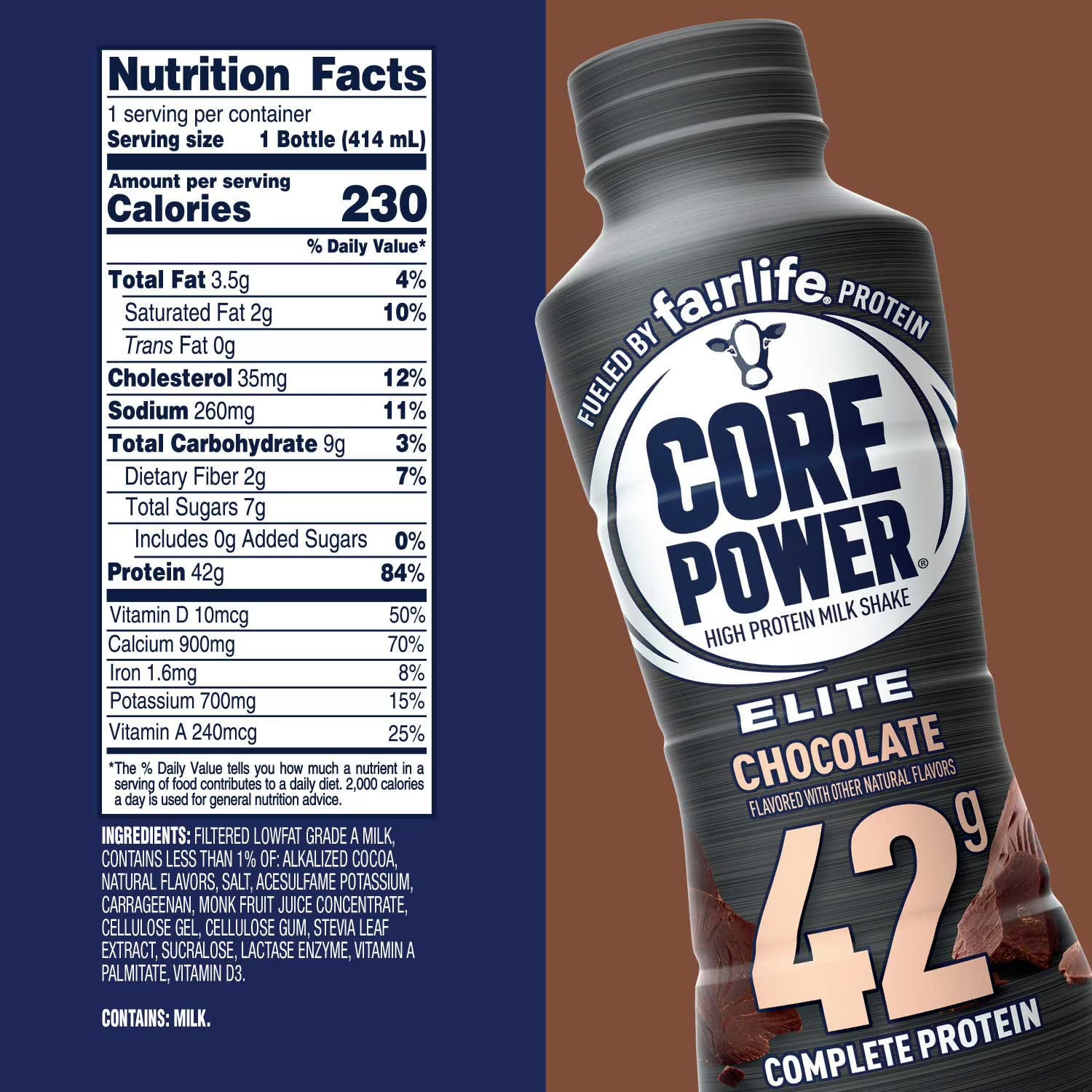 Fairlife Core Power Elite 42g Protein Shake, Chocolate, 14 fl. oz., 10 pk.