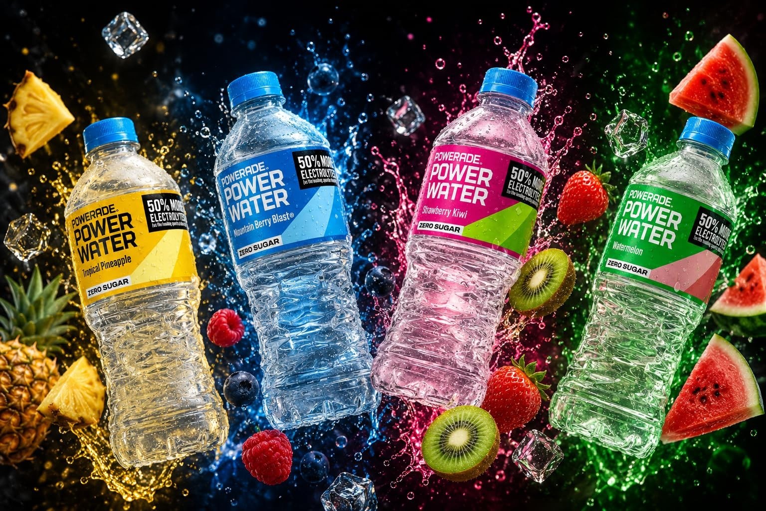 Zero Sugar Electrolyte Drink Variety Pack – 12 Bottles, 20 oz – Watermelon, Berr