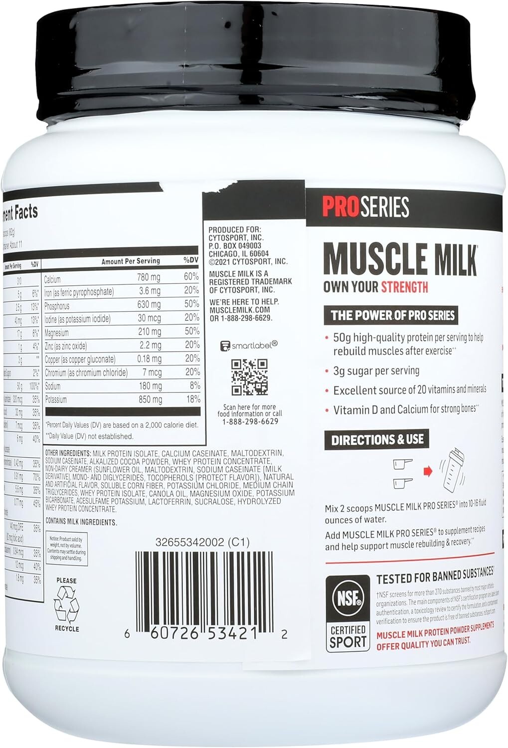 Knockout Chocolate Protein Powder – 2lb Muscle Milk Pro Series 50 for Energy