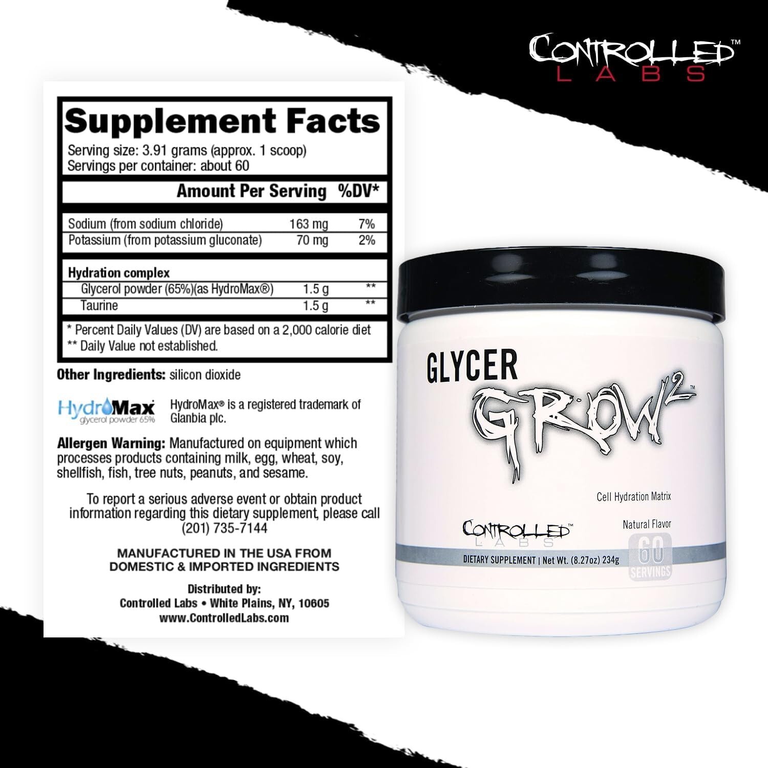 Controlled Labs Glycergrow Glycerol Pump Nitric Oxide Powder 60 Servings New