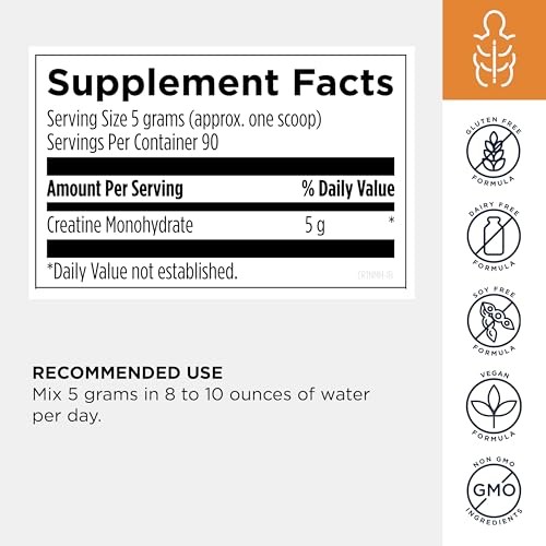 Creatine Monohydrate Powder 90 Servings 5g Unflavored Muscle