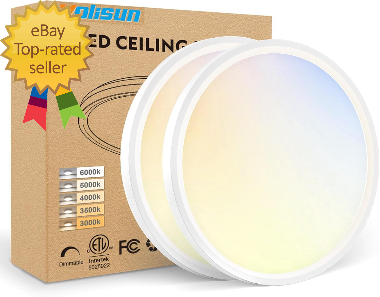 2Pack 5CCT LED Flush Mount Ceiling Light 7 Inch Dimmable Ultra-Thin LED Ceiling